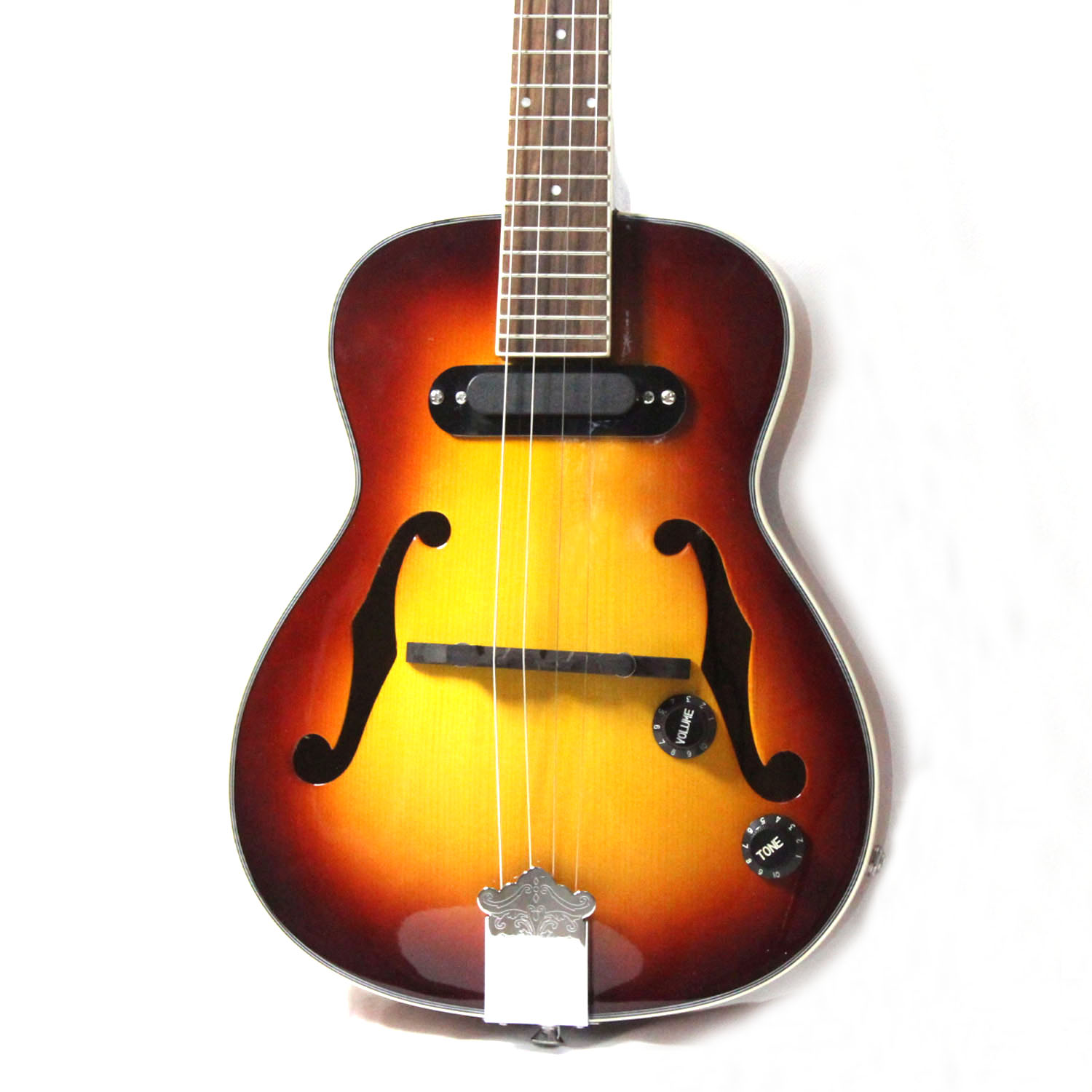Jazz Ukulele F hole Mini Acoustic Guitars 4 Strings Ukelele Pickup Travel Guitar(U8)
