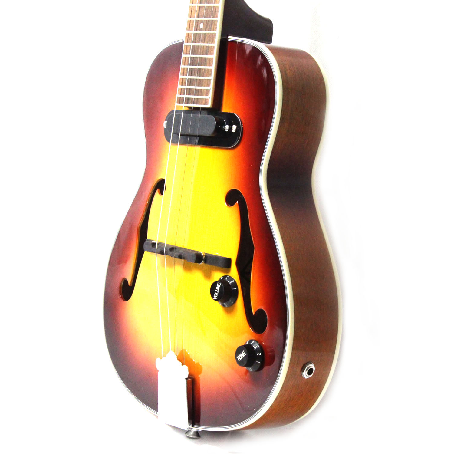 Jazz Ukulele F hole Mini Acoustic Guitars 4 Strings Ukelele Pickup Travel Guitar(U8)
