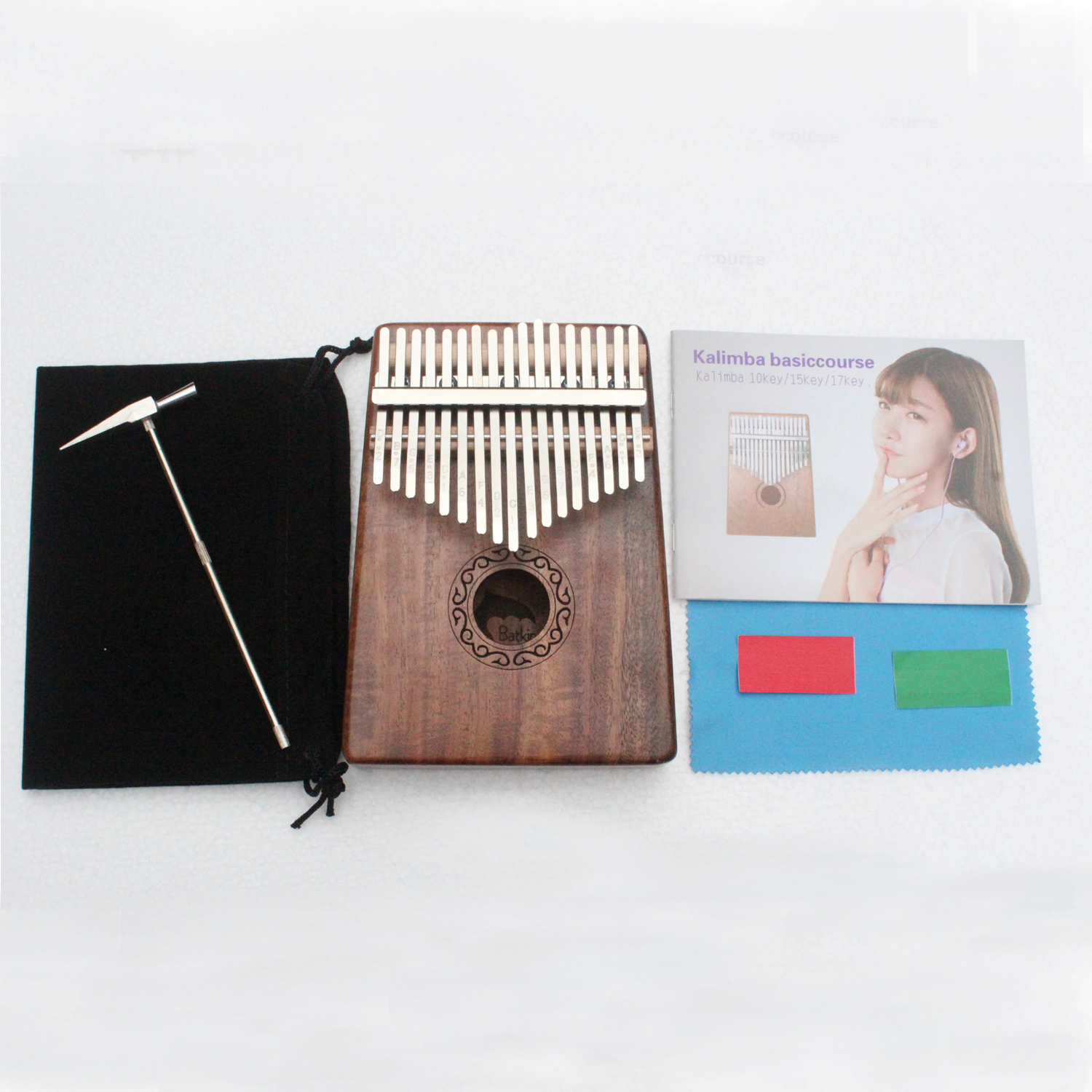 17 Keys Kalimba Thumb Piano Solid KOA Body With Learning Book Tune Hammer Cloth Bag Sticker Bilingual Instruction(KB03)