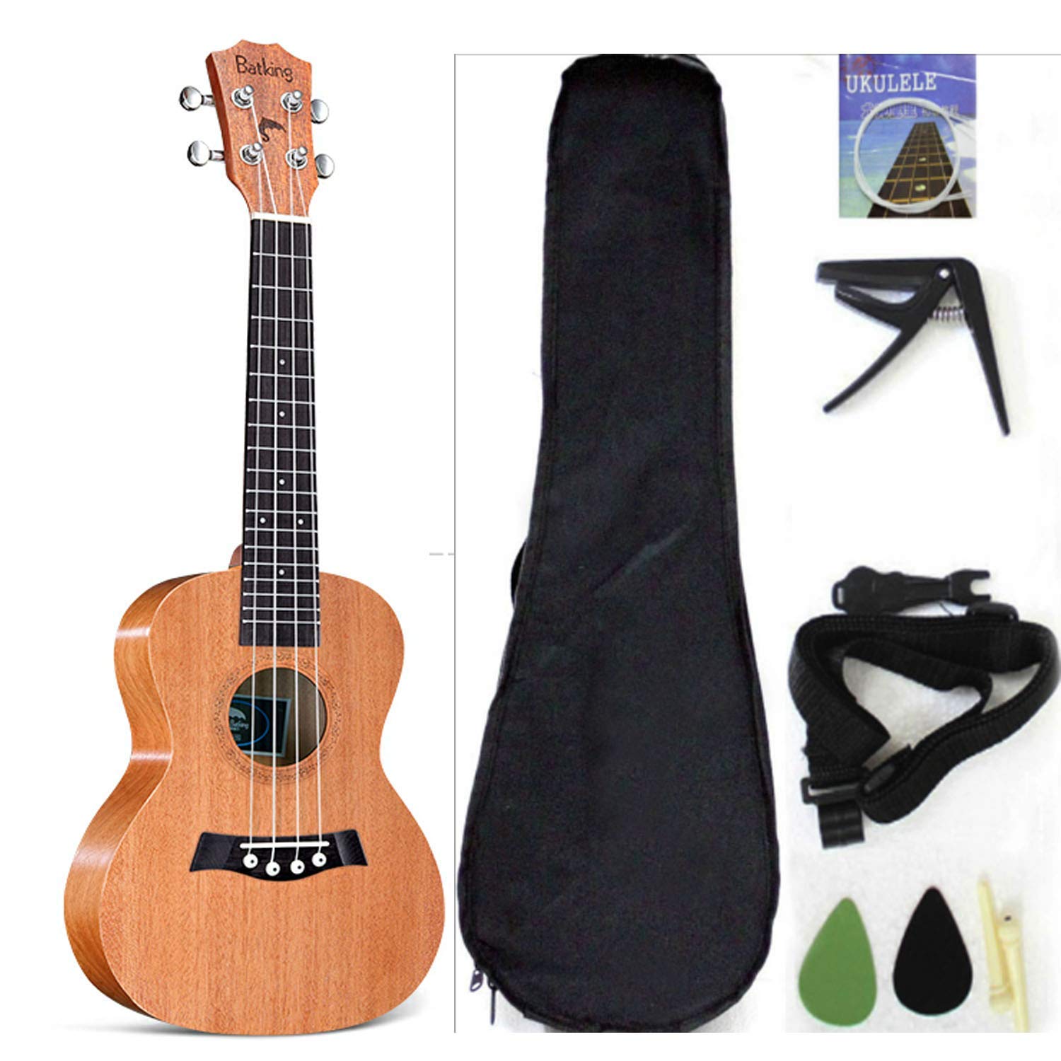 Ukulele Solid Top Mahogany With Ukulele Accessories With Gig Bag Strap Nylon String Electric Tuner Picks(UN21  23 26)