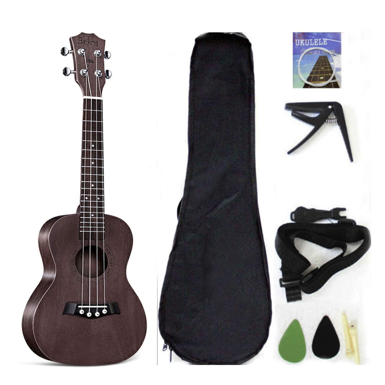 Ukulele Solid Top Mahogany With Ukulele Accessories With Gig Bag Strap Nylon String Electric Tuner Picks(UB21 23 26)