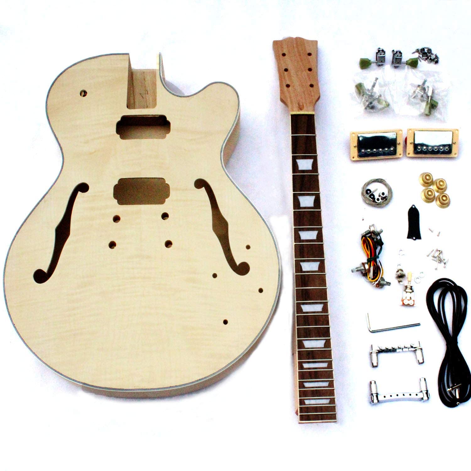 PROJECT SEMI HOLLOW DIY ELECTRIC GUITAR KIT WITH ALL ACCESSORIES BY CNC(GK09)