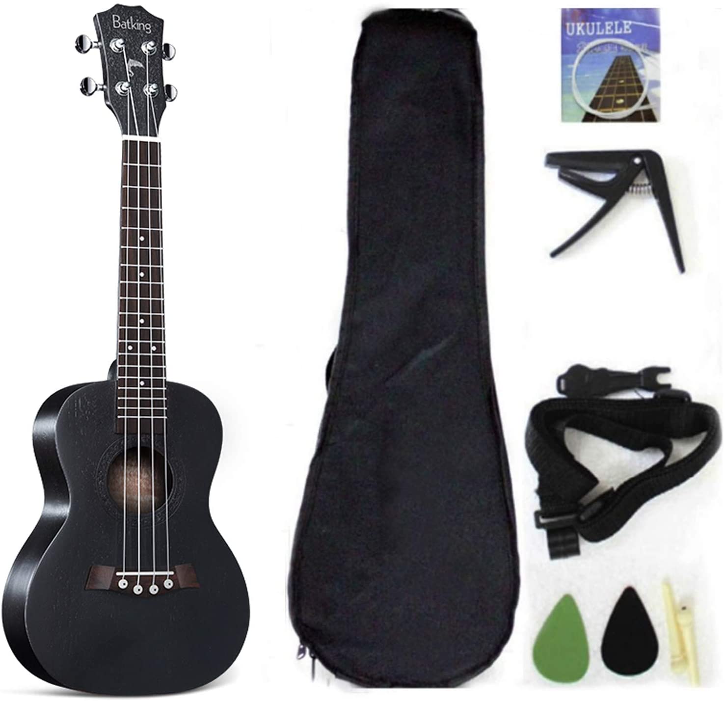 Ukulele Solid Top Mahogany With Ukulele Accessories With Gig Bag Strap Nylon String Electric Tuner Picks(UBB 21 23 26)