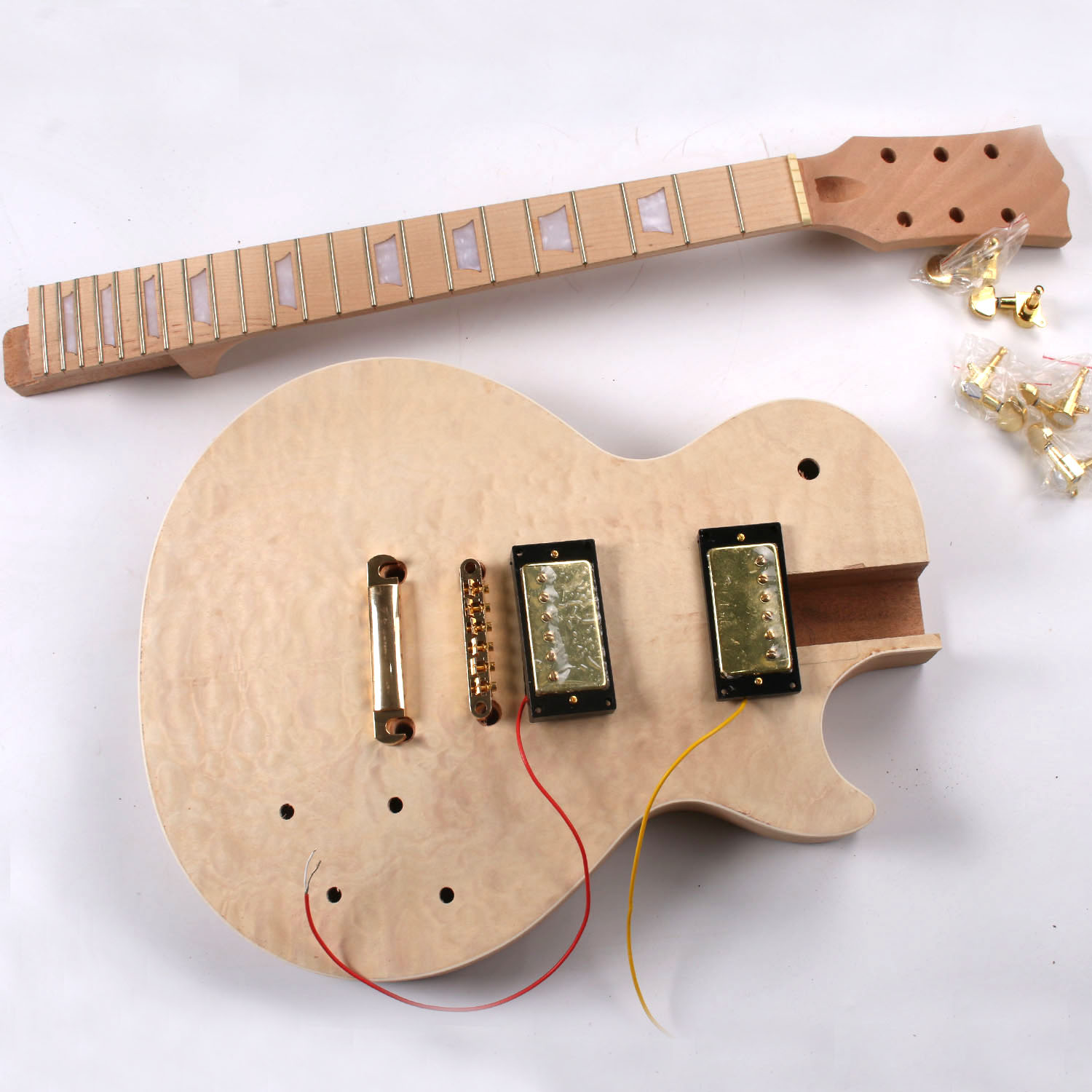 Project DIY Electric Guitar Kit With Quilted Maple Top By CNC(GK06)