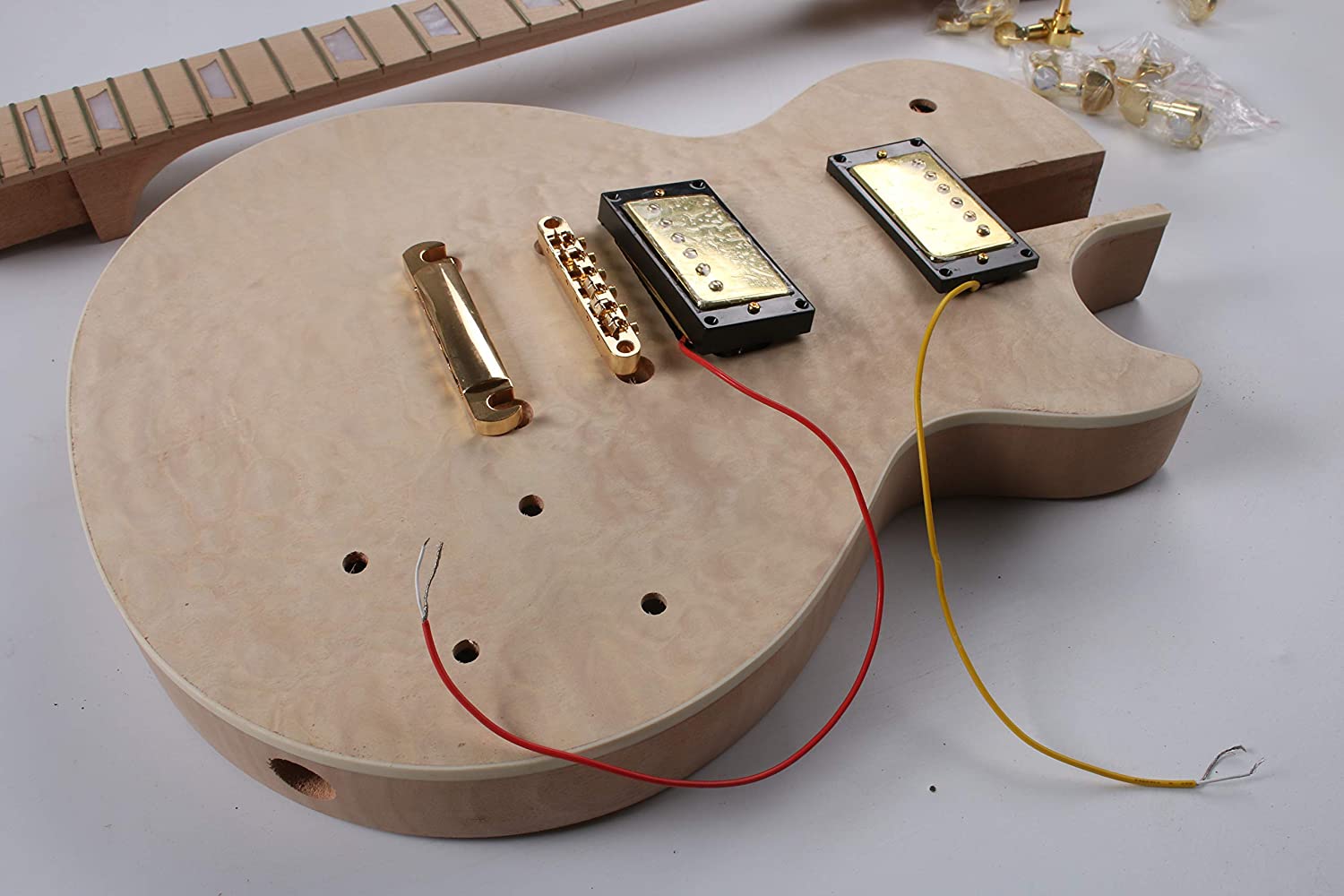 Project DIY Electric Guitar Kit With Quilted Maple Top By CNC(GK06)