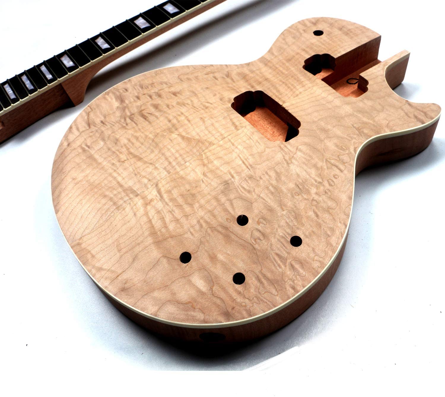 Project DIY Electric Guitar Kit With Quilted Maple Top  2cm 3cm By CNC With Bindig Nibs On The Frets With Humbucker(GK05)