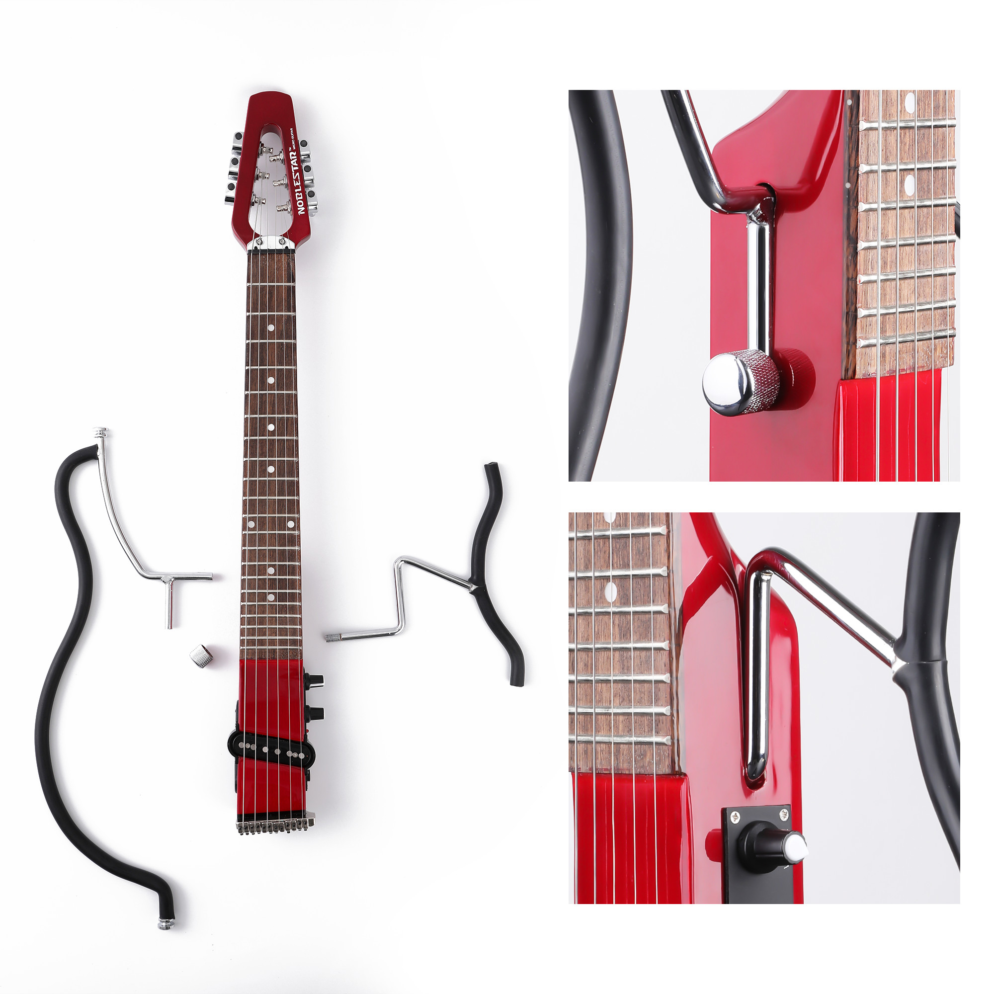 NOBLESTAR BRAND MICROSTAR TRAVEL ELECTRIC GUITAR WITH CARRING BAG (TEG10R)