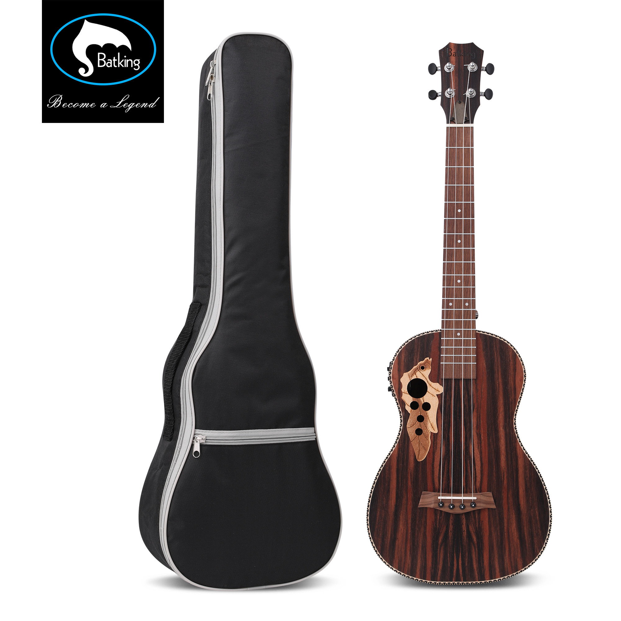 26 Inch All Blackwood Tenor Acoustic Electric Ukulele With Truss Rod With EQ with Gig Bag Strap Nylon String Electric Tuner Pick shaker(U4)