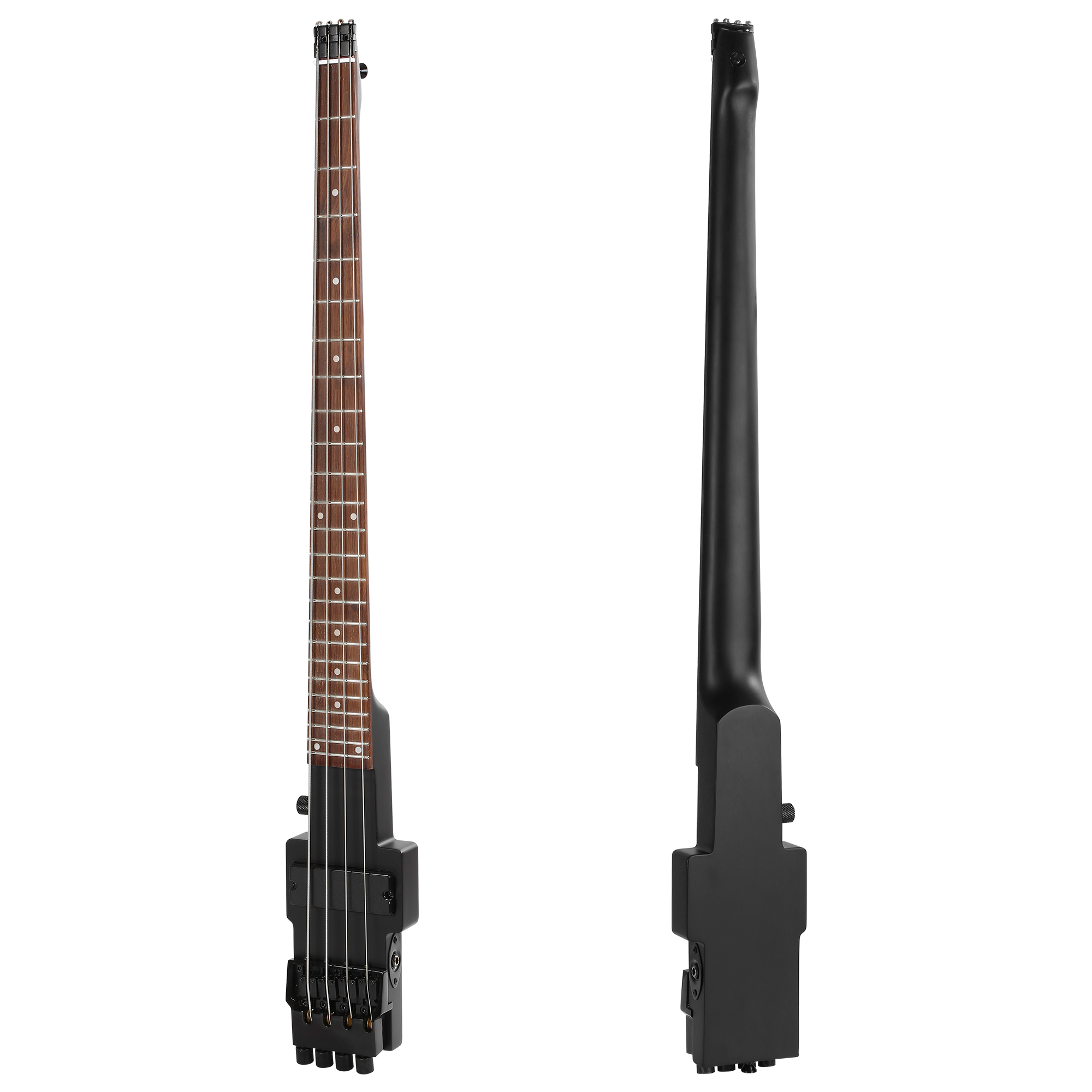 Travel Bass Guitar Electric Headless Bass 4 Strings Electric Bass with Gigbag Wire Truss Road in Black(TBH01)