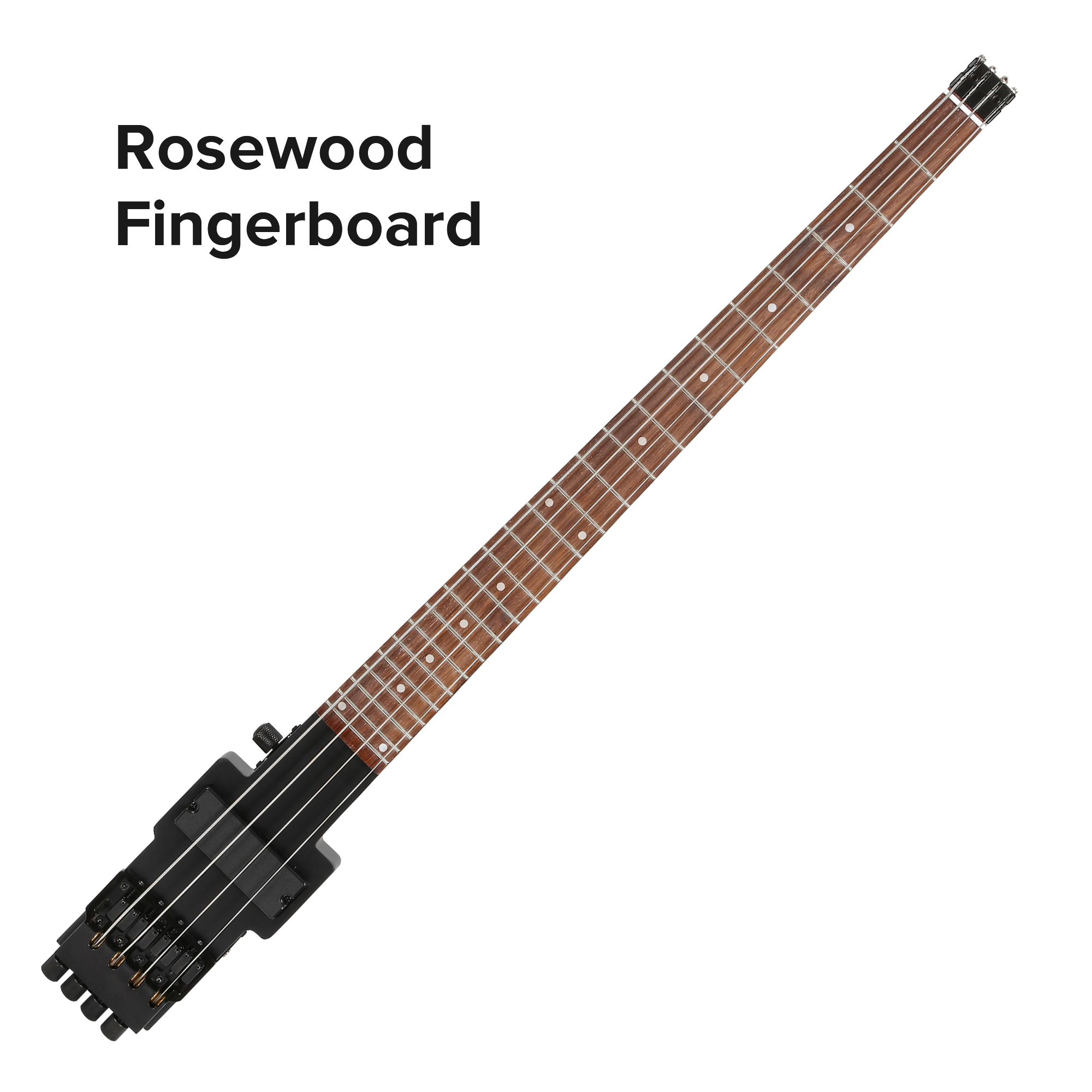 Travel Bass Guitar Electric Headless Bass 4 Strings Electric Bass with Gigbag Wire Truss Road in Black(TBH01)