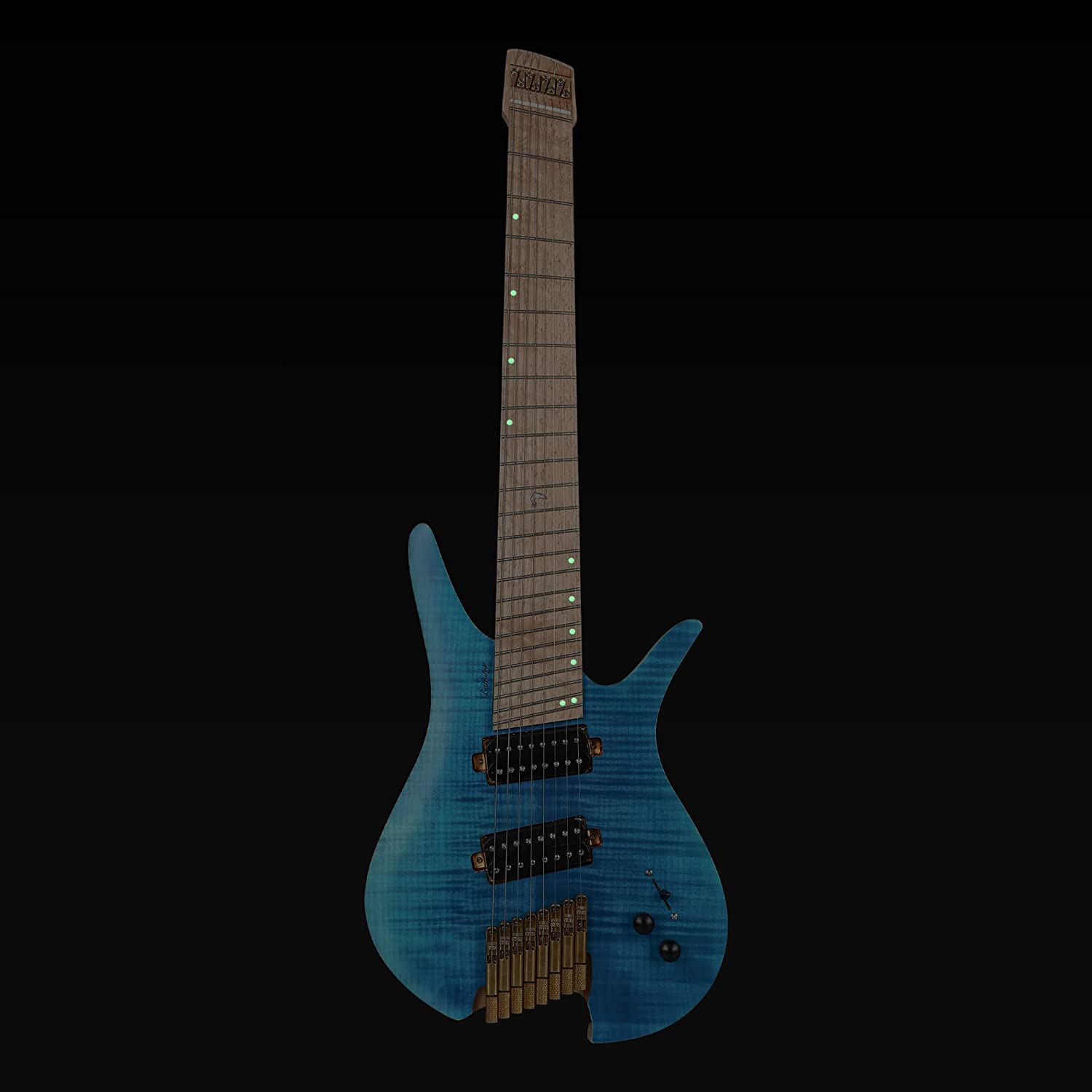 Batking 8 String Fanned Fret Headless Electric Travel Guitar with Multiscale Birdeyes Fingerboard Of Luminous Inlay(HF12)