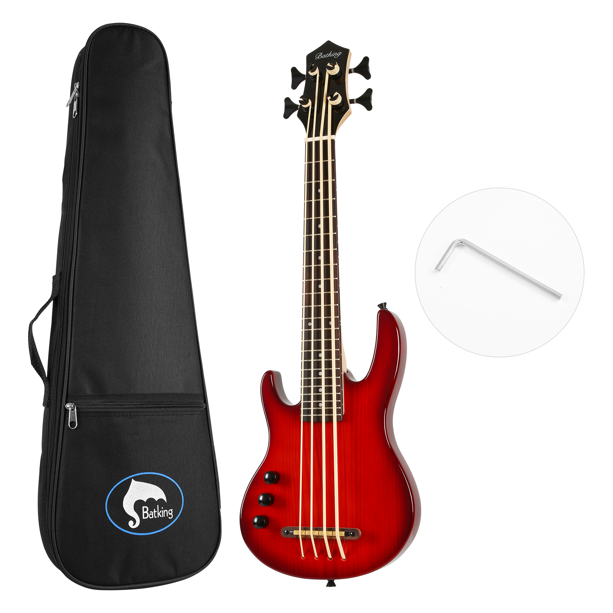 Batking left hand ukulele bass fretted Electric Uku bass with Gig bag(UBR 04L)