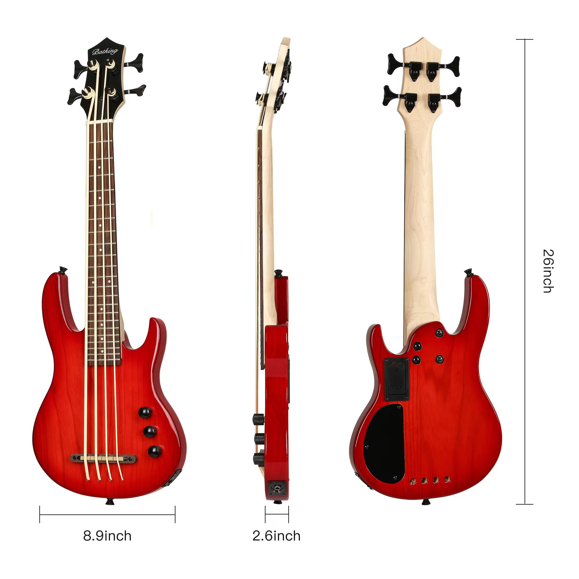 MiNi 4string ukulele electric bass with red color(UBR 04)