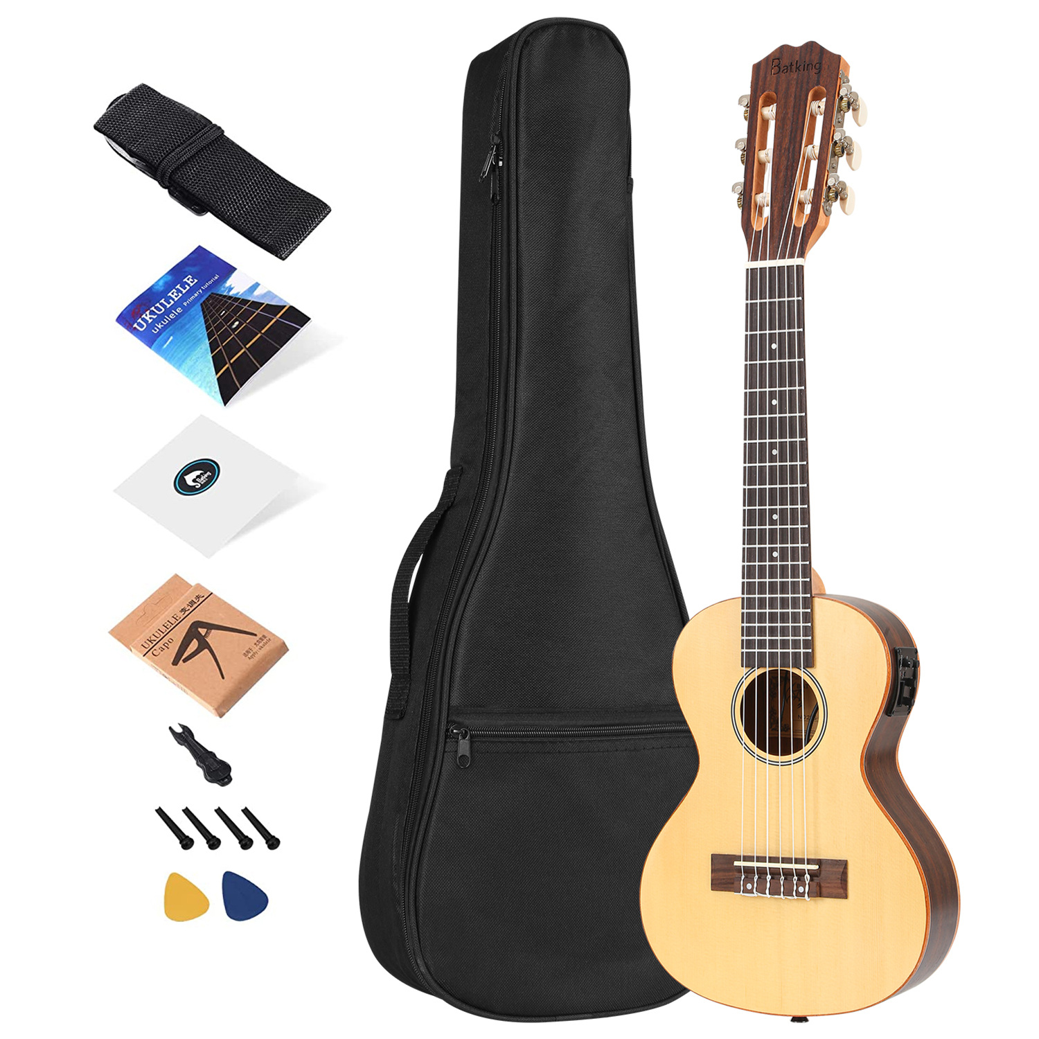 New 28 Lefthand Guitalele 6 String Ukulele with Mini Travel Guitar Bag(UKG 02L)