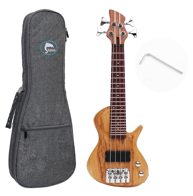 Batking Travel Mini Bass Electric Ubass 4 String Fretted Bass Ukelele with Gig bag(UB01)