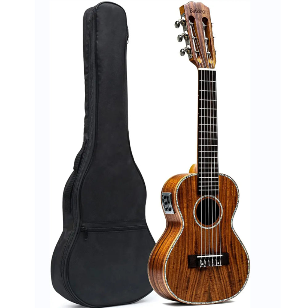 Batking Guitalele 28 inch Acoustic 6 Strings Electric Guitar Ukulele Mini Travel Guitarlele KOA Wood Ukelele with Gig bag UKG01