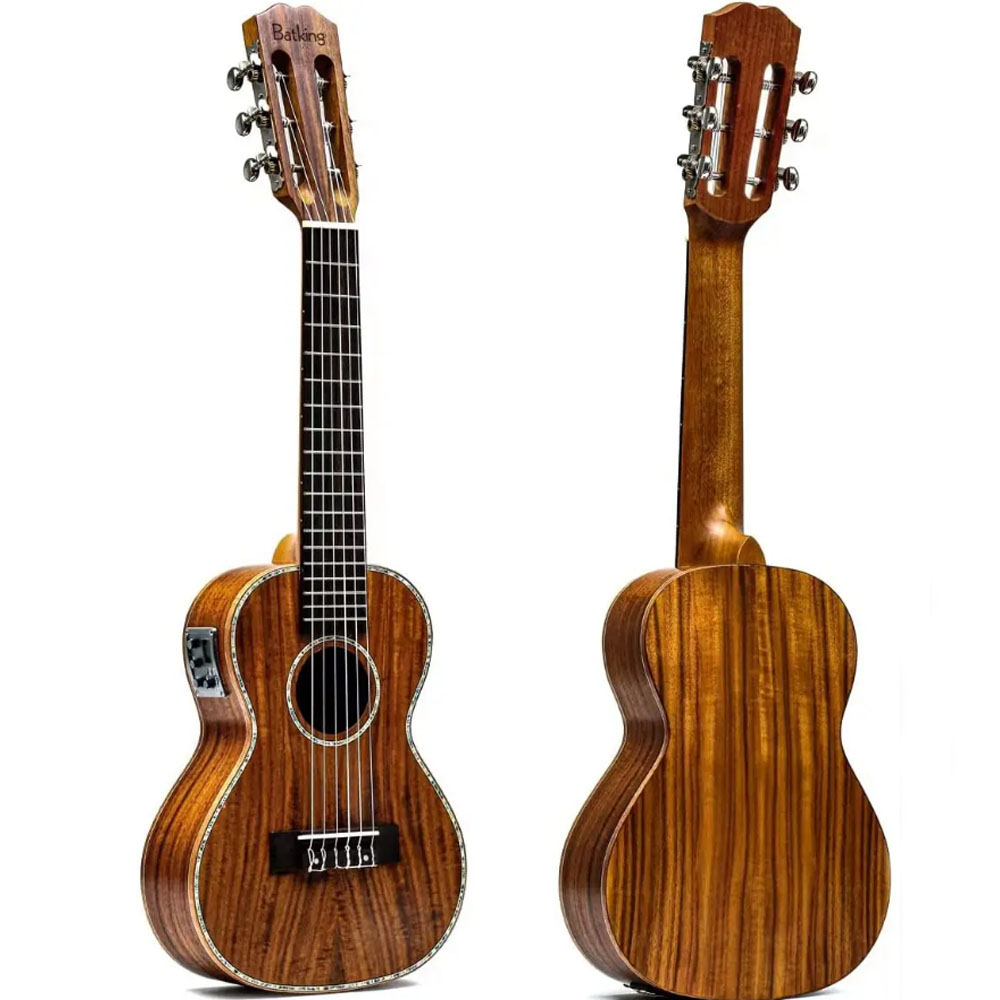 Batking Guitalele 28 inch Acoustic 6 Strings Electric Guitar Ukulele Mini Travel Guitarlele KOA Wood Ukelele with Gig bag UKG01
