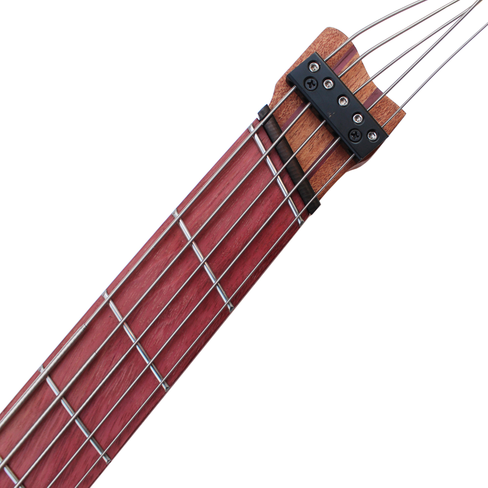 Travel Electric Bass Guitar Headless 5 String Fanned Fret Electric Bass