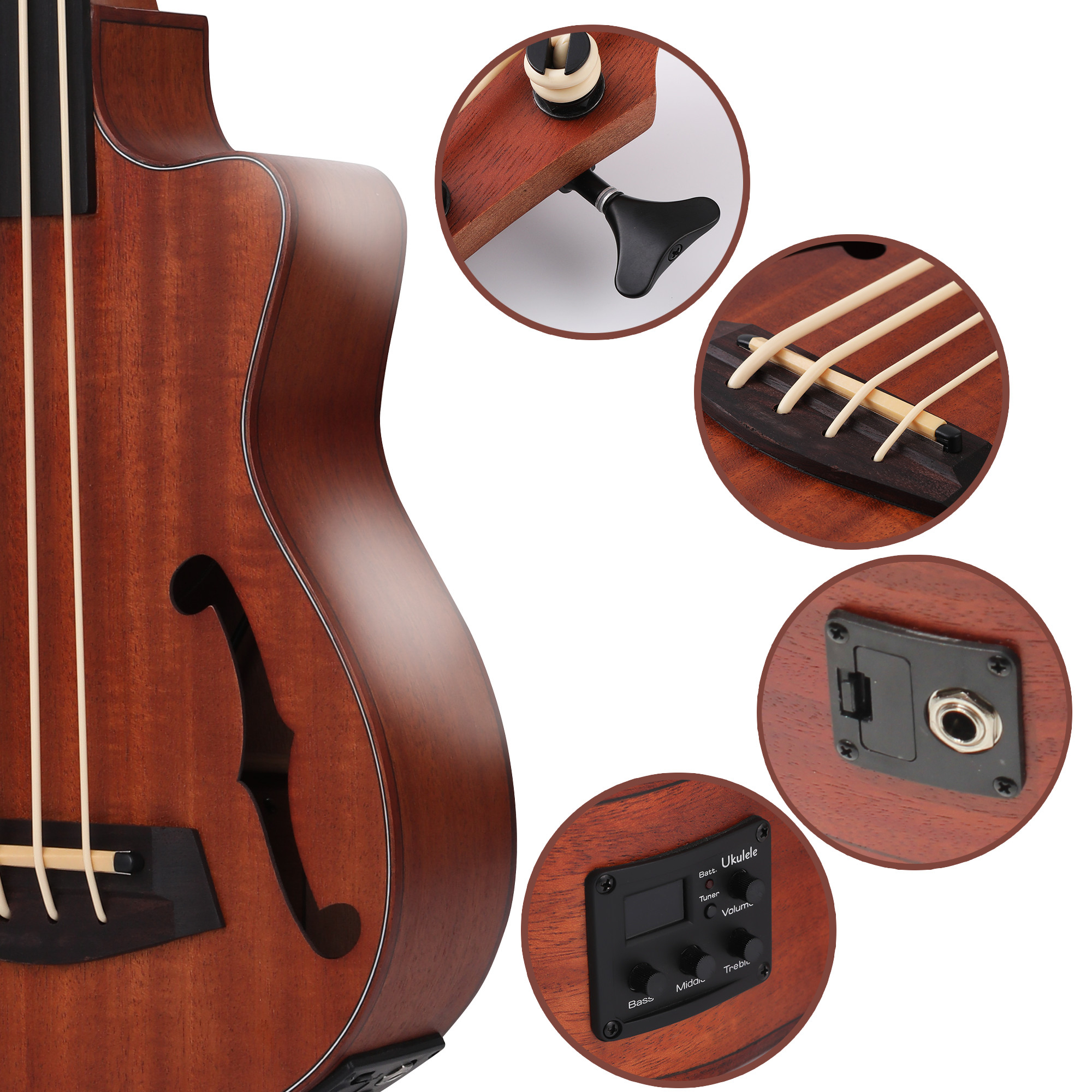 Batking LeftHand Ukulele Bass Electric Ubass 30 inch Baritone bass ukulele Electric Acoustic Uku bass With Gig Bag