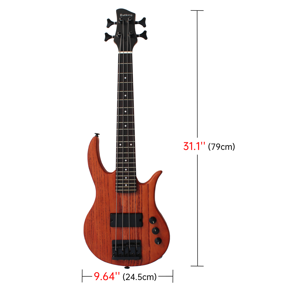 Batking Mini Ukulele Bass Electric Ubass 4 String Fretted Bass Ukelele 