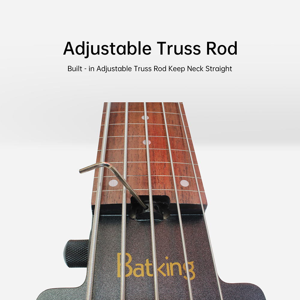 Travel Bass Guitar Electric Headless Bass 5 Strings Fretless Electric Bass with Gigbag Wire Truss Road in Black(TBH03)