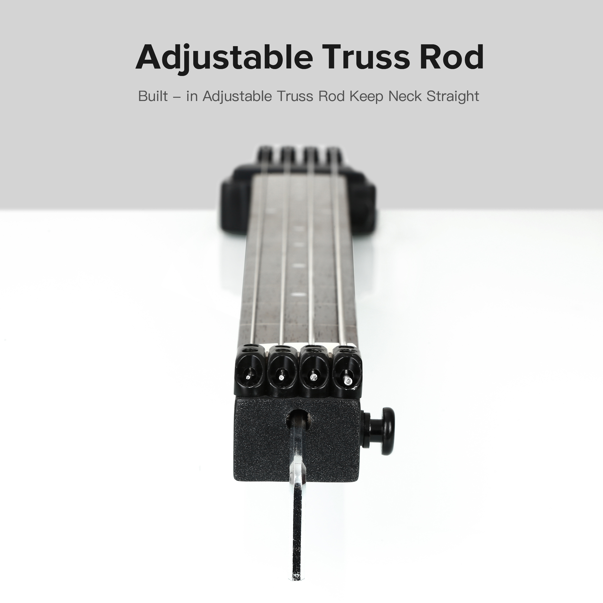 Travel Bass Guitar Electric Headless Bass 4 Strings Fretless Electric Bass with Gigbag Wire Truss Road in Black(TBH04)