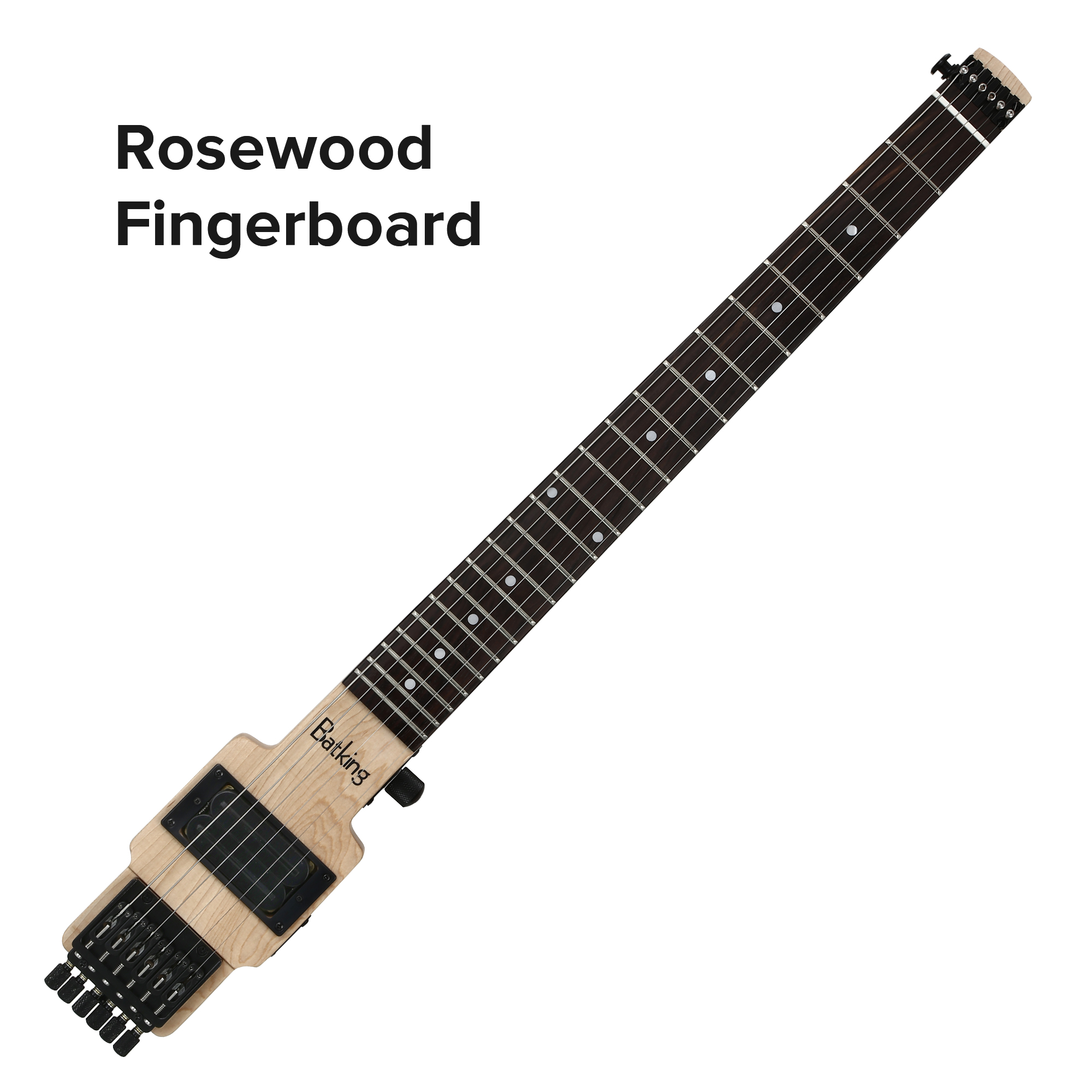 Travel Electric Guitar Headless 6 String Guitar One piece Canada maple neck through body design Double Locking Tremolo(TGH 06)