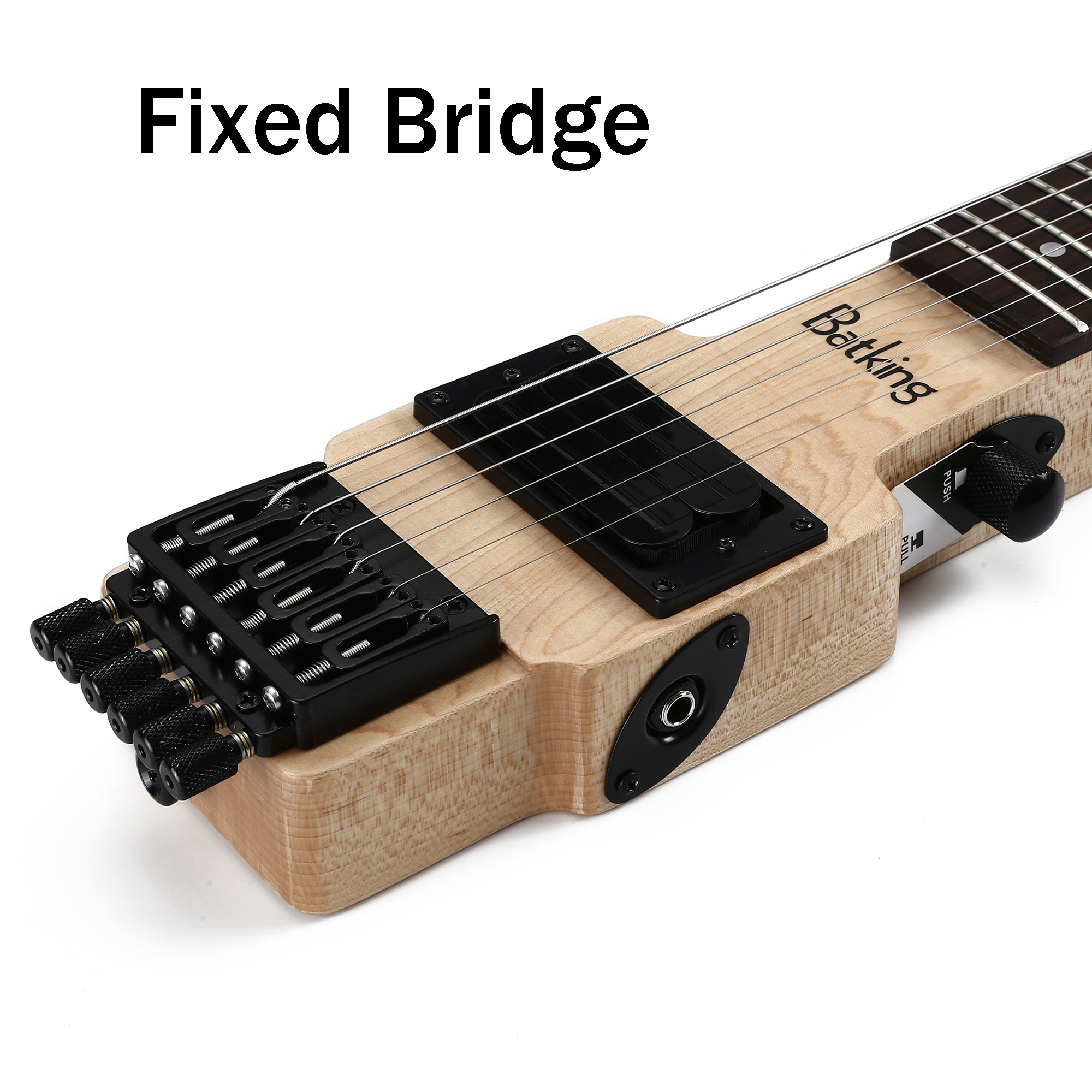 Travel Electric Guitar Headless 6 String Guitar One piece Canada maple neck through body design Double Locking Tremolo(TGH 06)