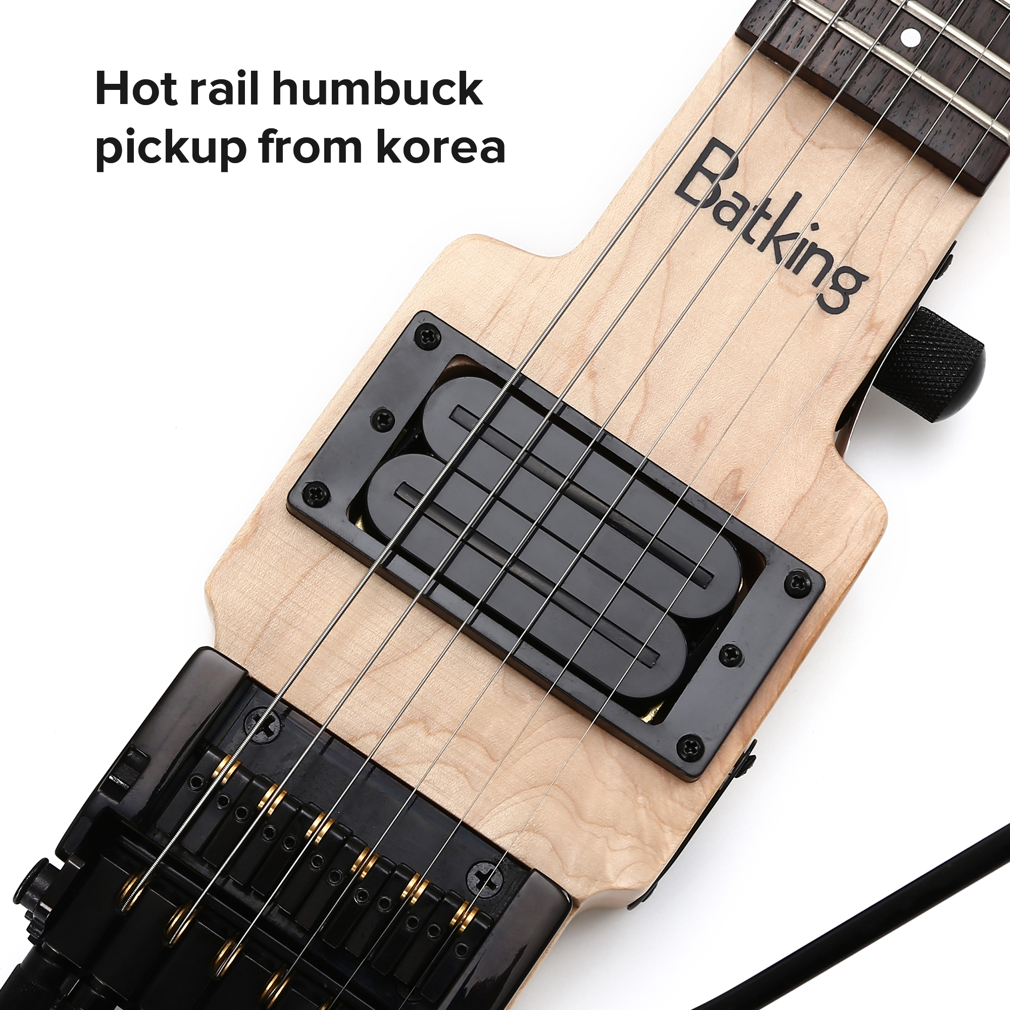Electric Mini Travel Headless Guitar With Tremolo Canadian Maple Body With Padded Bag Push Pull Switch(TGH 07)