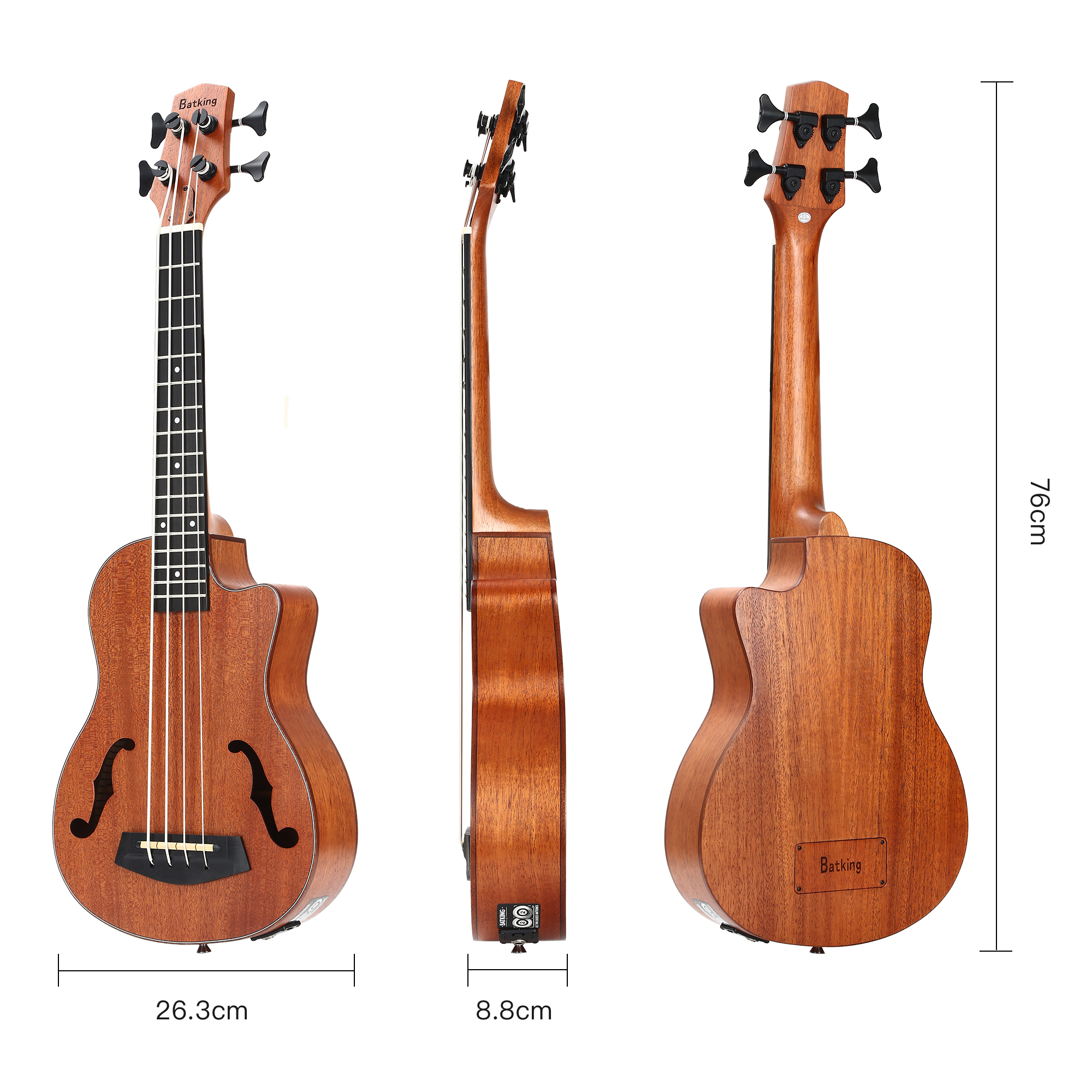 Ukulele Bass Electric Ubass 30 inch Baritone bass ukulele Electric Acoustic Uku bass With Gig Bag and Steel Strings (UBB06)