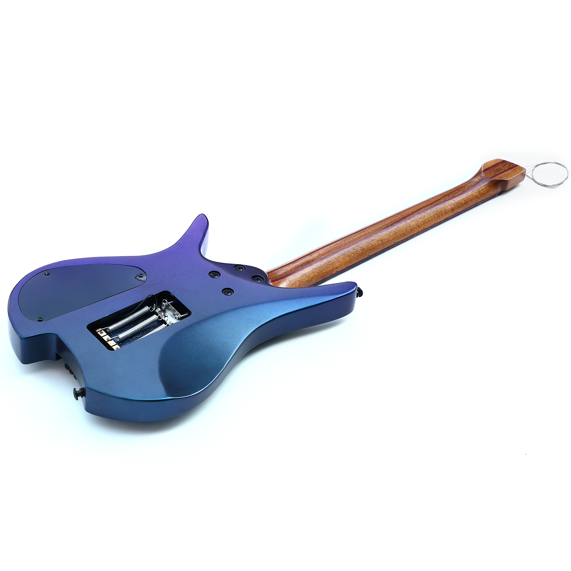 Electric Travel Headless Guitar 6 String Double Locking Tremolo Chameleon Finish with Gigbag