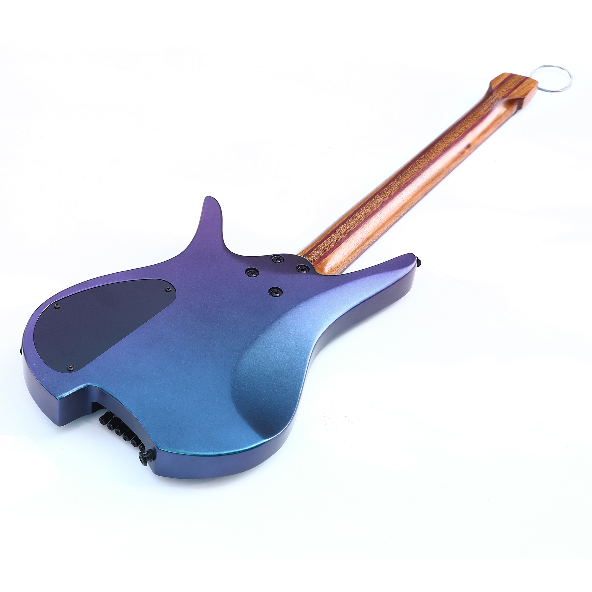 Electric Travel Headless Guitar 6 String Fix bridge Chameleon Finish with Gigbag