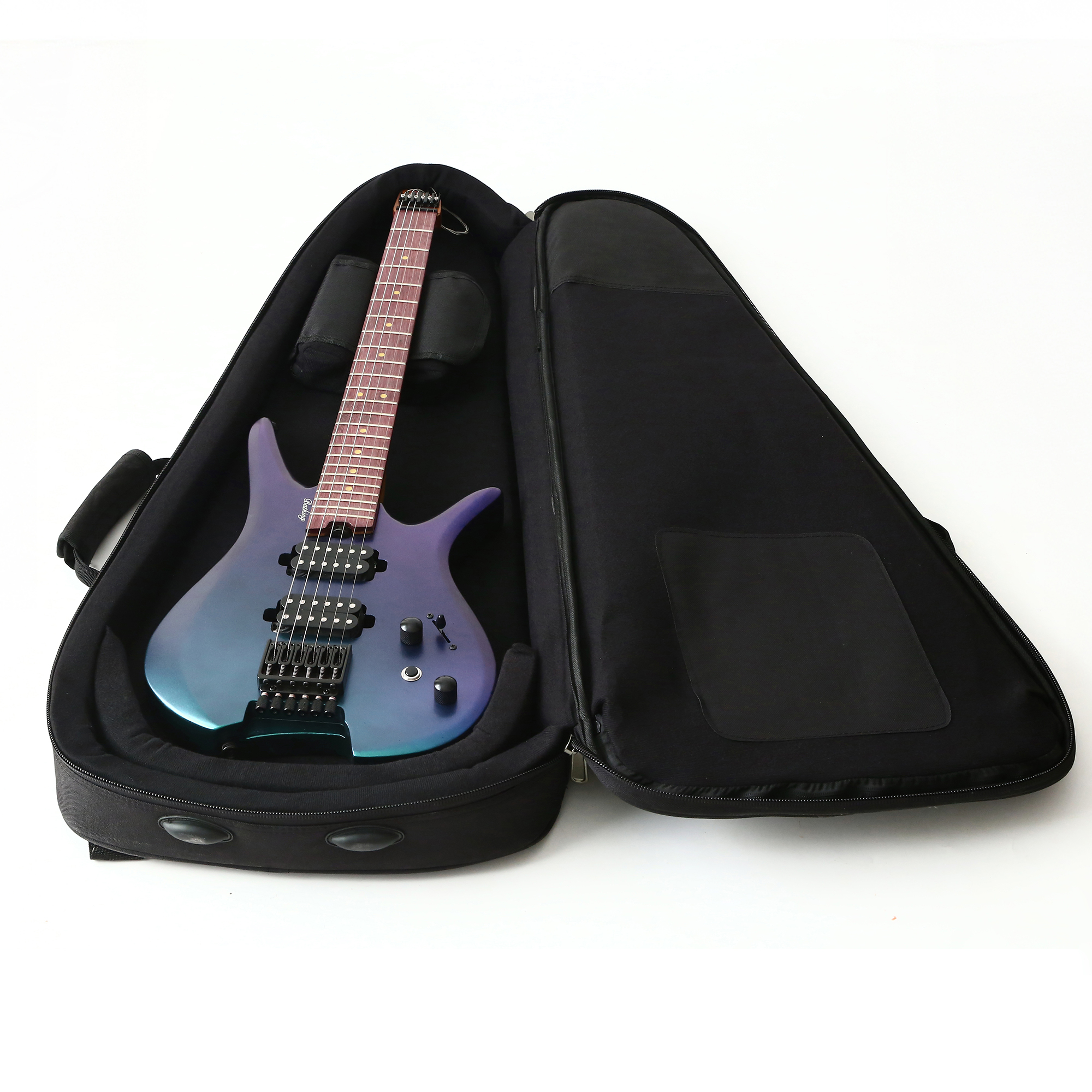 Electric Travel Headless Guitar 6 String Fix bridge Chameleon Finish with Gigbag