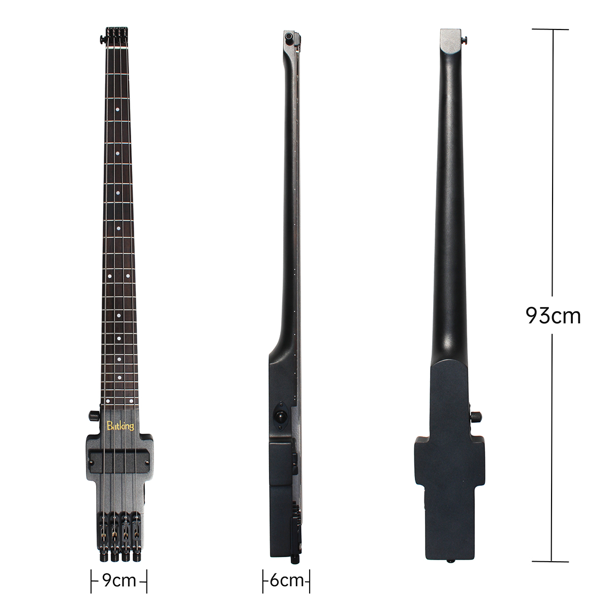 Travel Bass Guitar Electric Headless Bass 4 Strings Electric Bass with Gigbag Wire Truss Road in Black(TBH01)