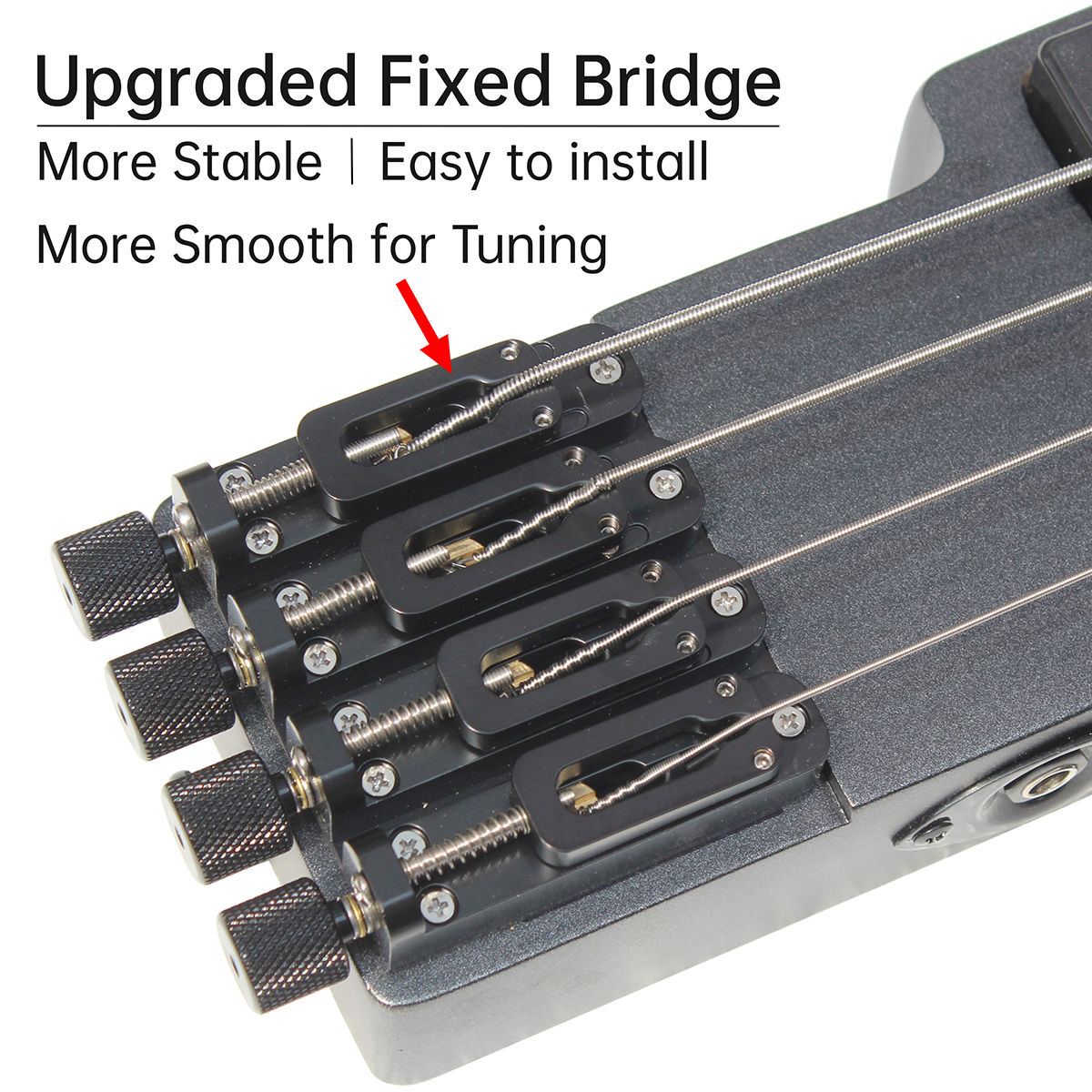 Travel Bass Guitar Electric Headless Bass 4 Strings Electric Bass with Gigbag Wire Truss Road in Black(TBH01)