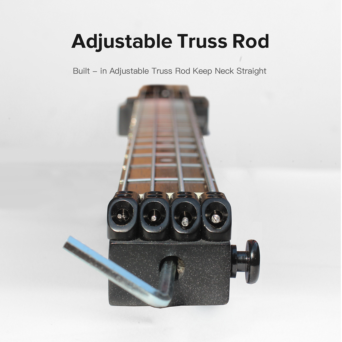 Travel Bass Guitar Electric Headless Bass 4 Strings Electric Bass with Gigbag Wire Truss Road in Black(TBH01)