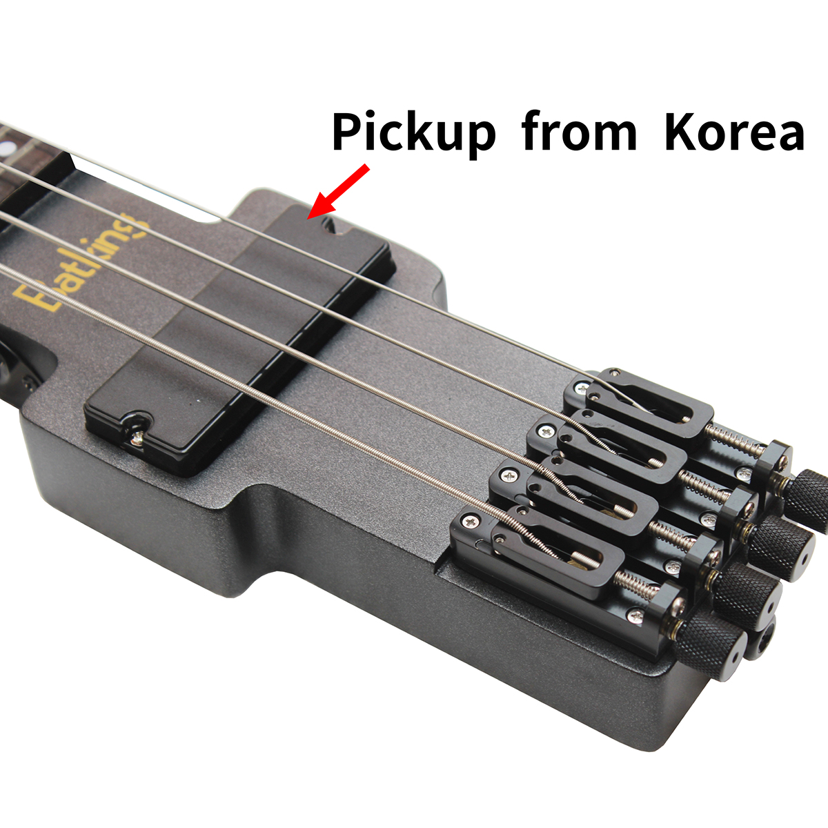 Travel Bass Guitar Electric Headless Bass 4 Strings Electric Bass with Gigbag Wire Truss Road in Black(TBH01)