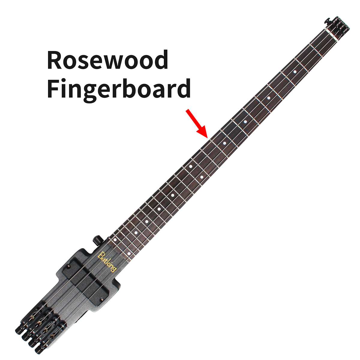 Travel Bass Guitar Electric Headless Bass 4 Strings Electric Bass with Gigbag Wire Truss Road in Black(TBH01)