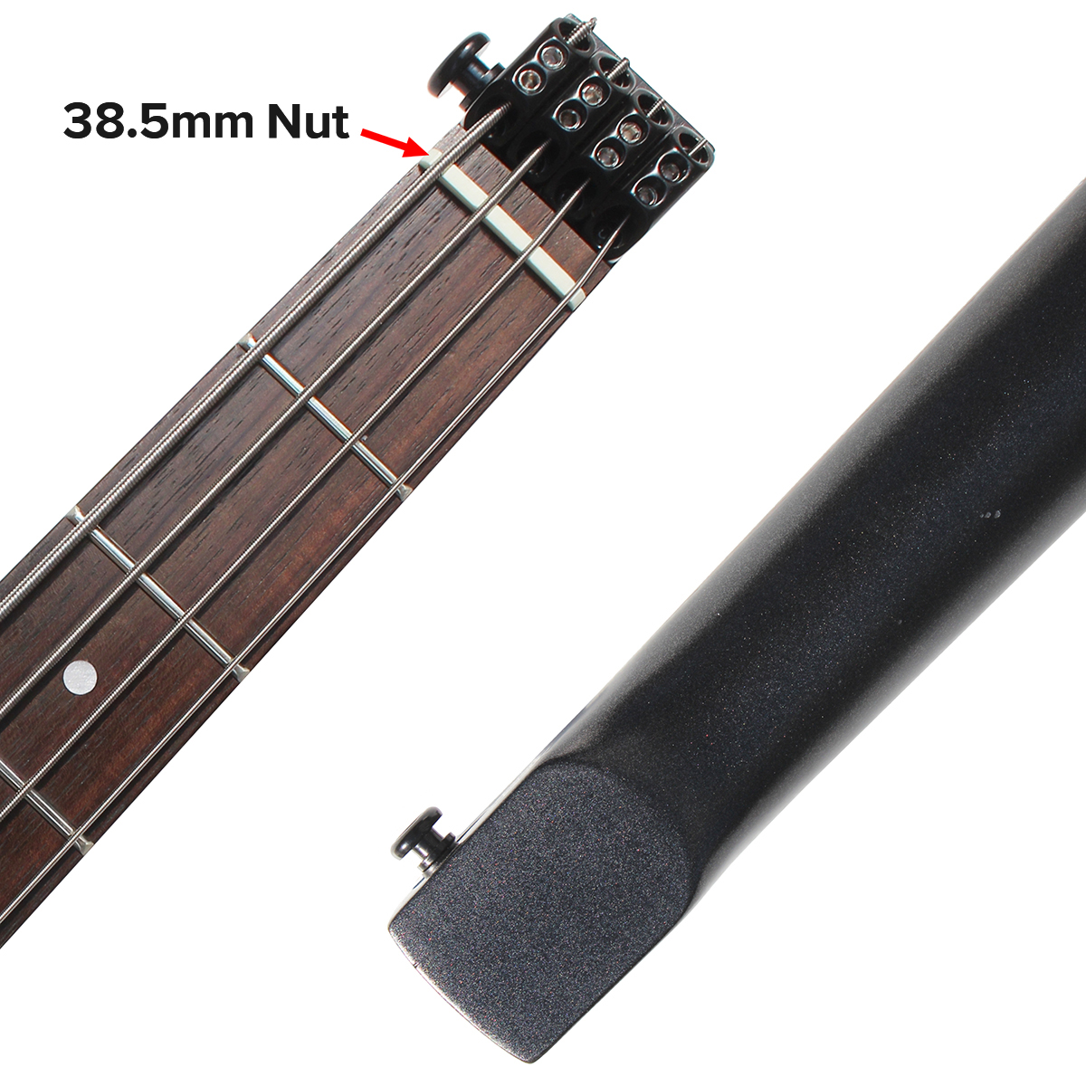 Travel Bass Guitar Electric Headless Bass 4 Strings Electric Bass with Gigbag Wire Truss Road in Black(TBH01)