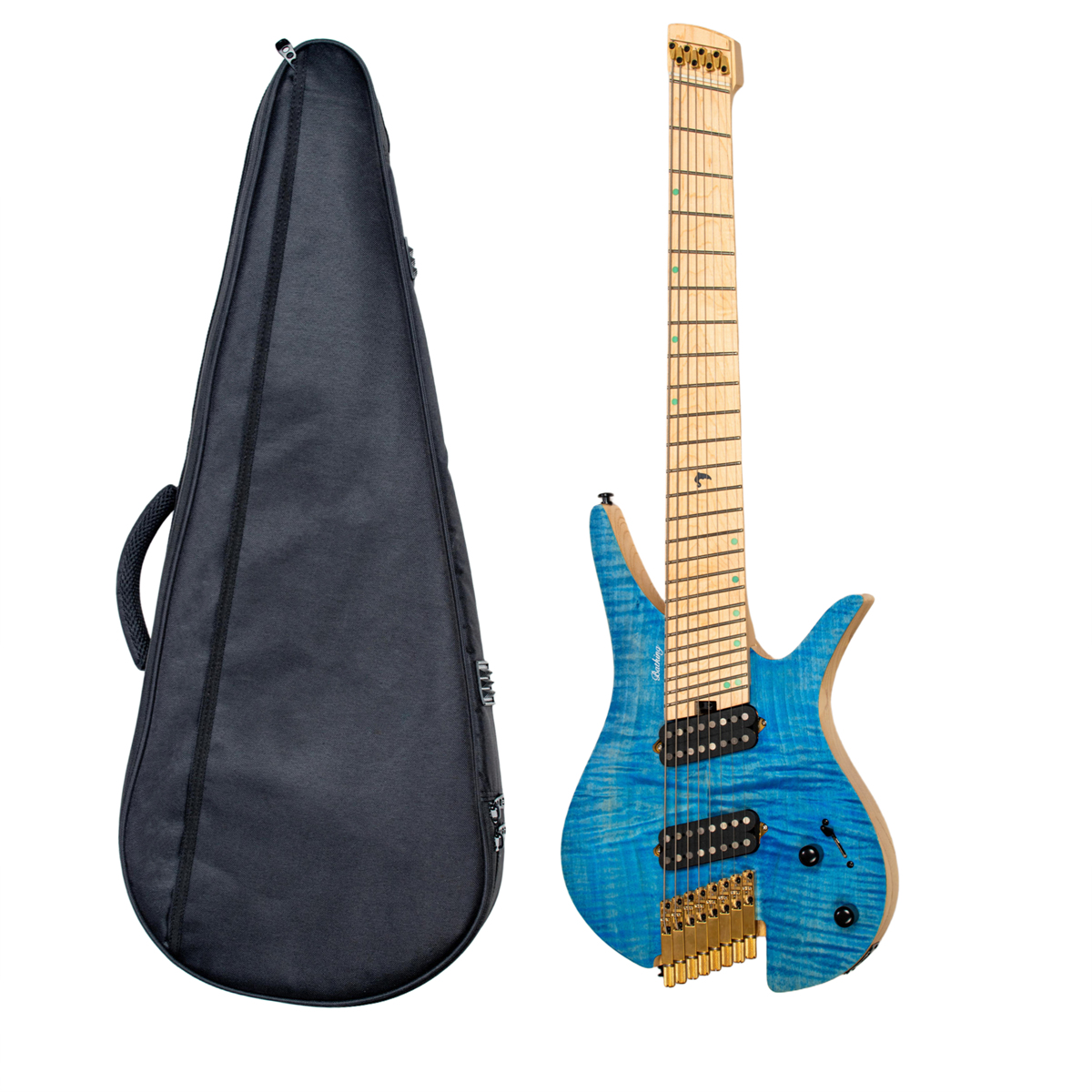 Batking 8 String Fanned Fret Headless Electric Travel Guitar with Multiscale Birdeyes Fingerboard Of Luminous Inlay