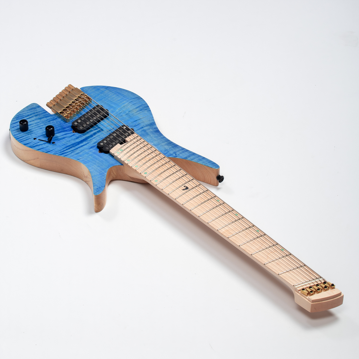 Batking 8 String Fanned Fret Headless Electric Travel Guitar with Multiscale Birdeyes Fingerboard Of Luminous Inlay