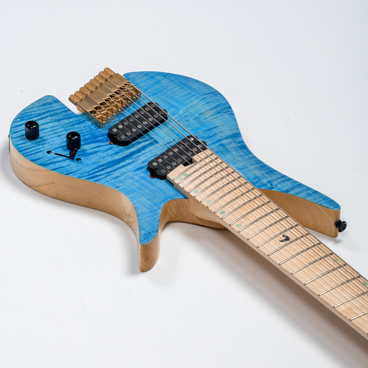 Batking 8 String Fanned Fret Headless Electric Travel Guitar with Multiscale Birdeyes Fingerboard Of Luminous Inlay
