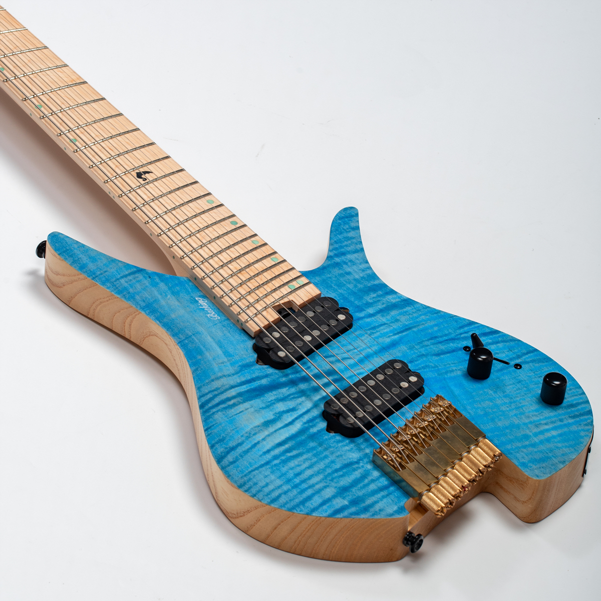 Batking 8 String Fanned Fret Headless Electric Travel Guitar with Multiscale Birdeyes Fingerboard Of Luminous Inlay