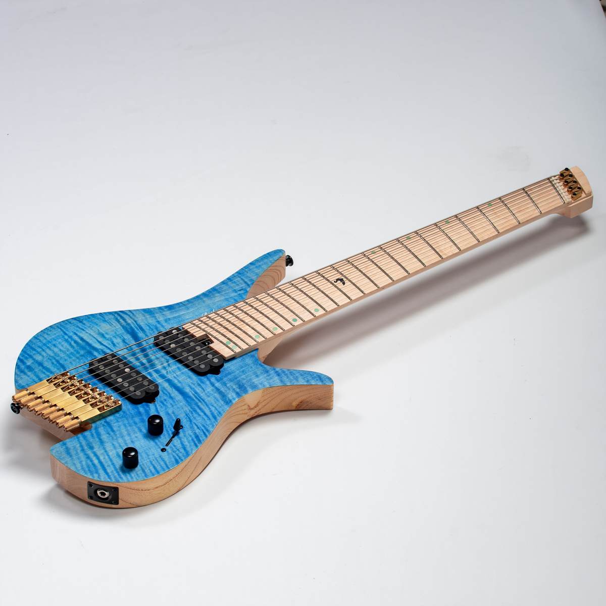 Batking 8 String Fanned Fret Headless Electric Travel Guitar with Multiscale Birdeyes Fingerboard Of Luminous Inlay