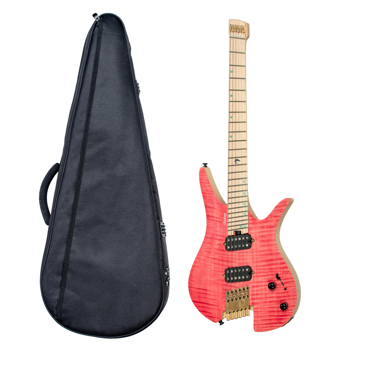 Batking 6 String Fanned Fret Headless Electric Travel Guitar with Multiscale Birdeyes Fingerboard Of Luminous Inlay