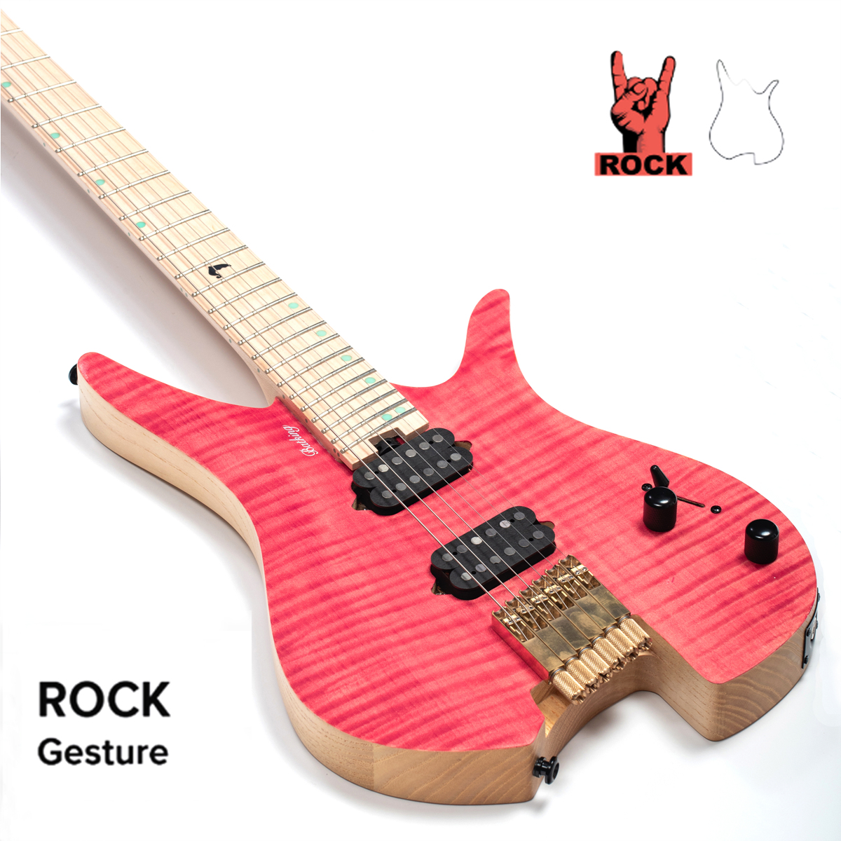 Batking 6 String Fanned Fret Headless Electric Travel Guitar with Multiscale Birdeyes Fingerboard Of Luminous Inlay