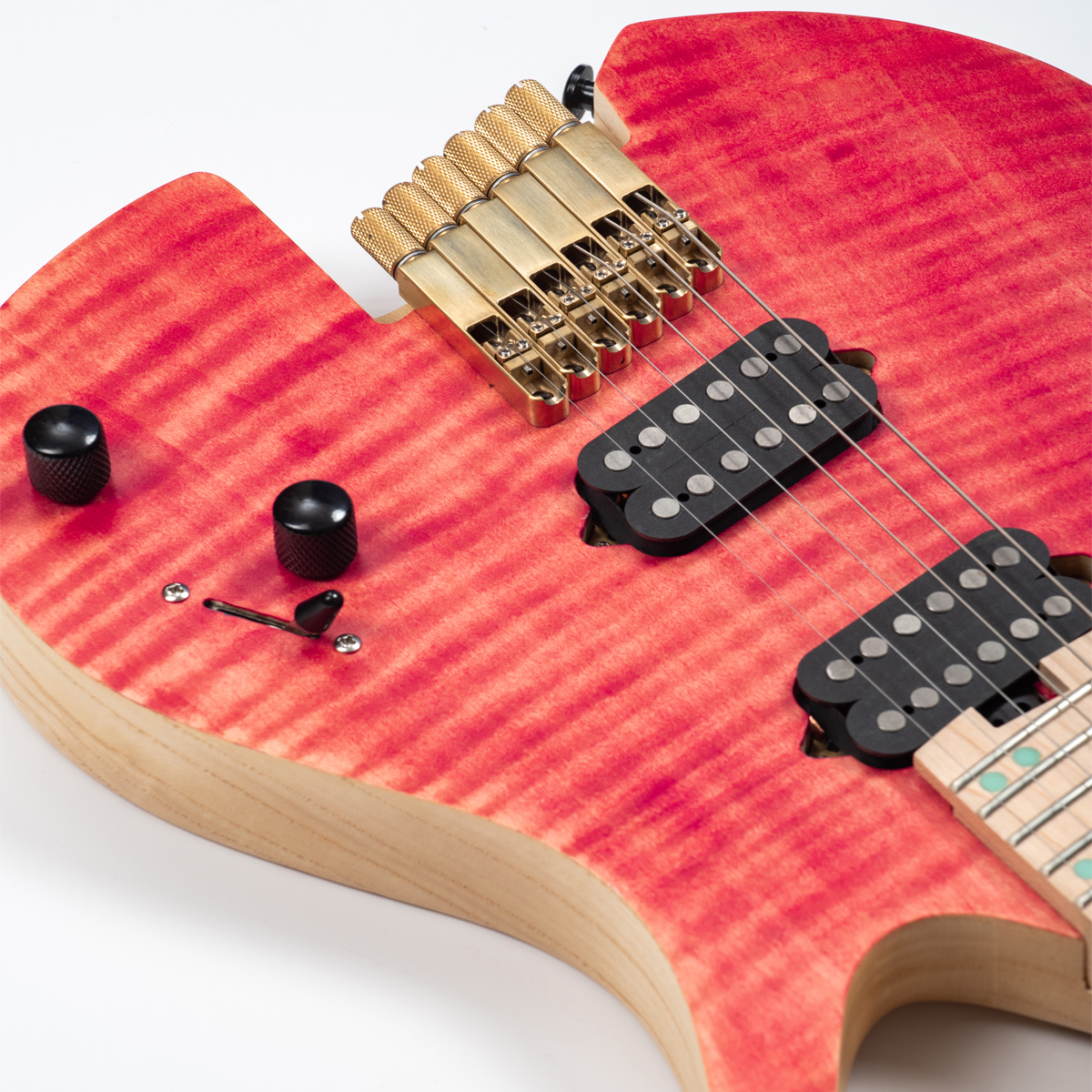 Batking 6 String Fanned Fret Headless Electric Travel Guitar with Multiscale Birdeyes Fingerboard Of Luminous Inlay
