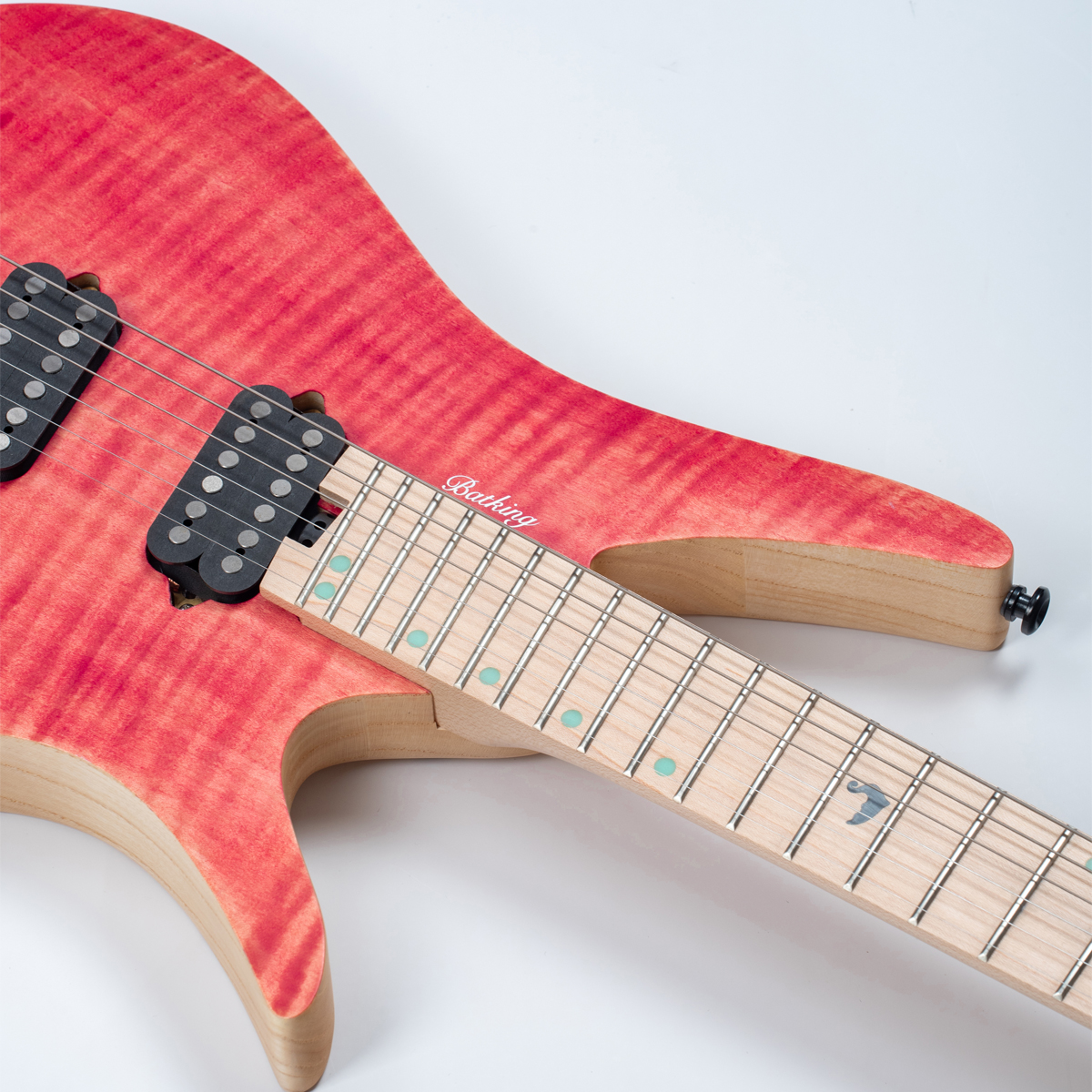 Batking 6 String Fanned Fret Headless Electric Travel Guitar with Multiscale Birdeyes Fingerboard Of Luminous Inlay