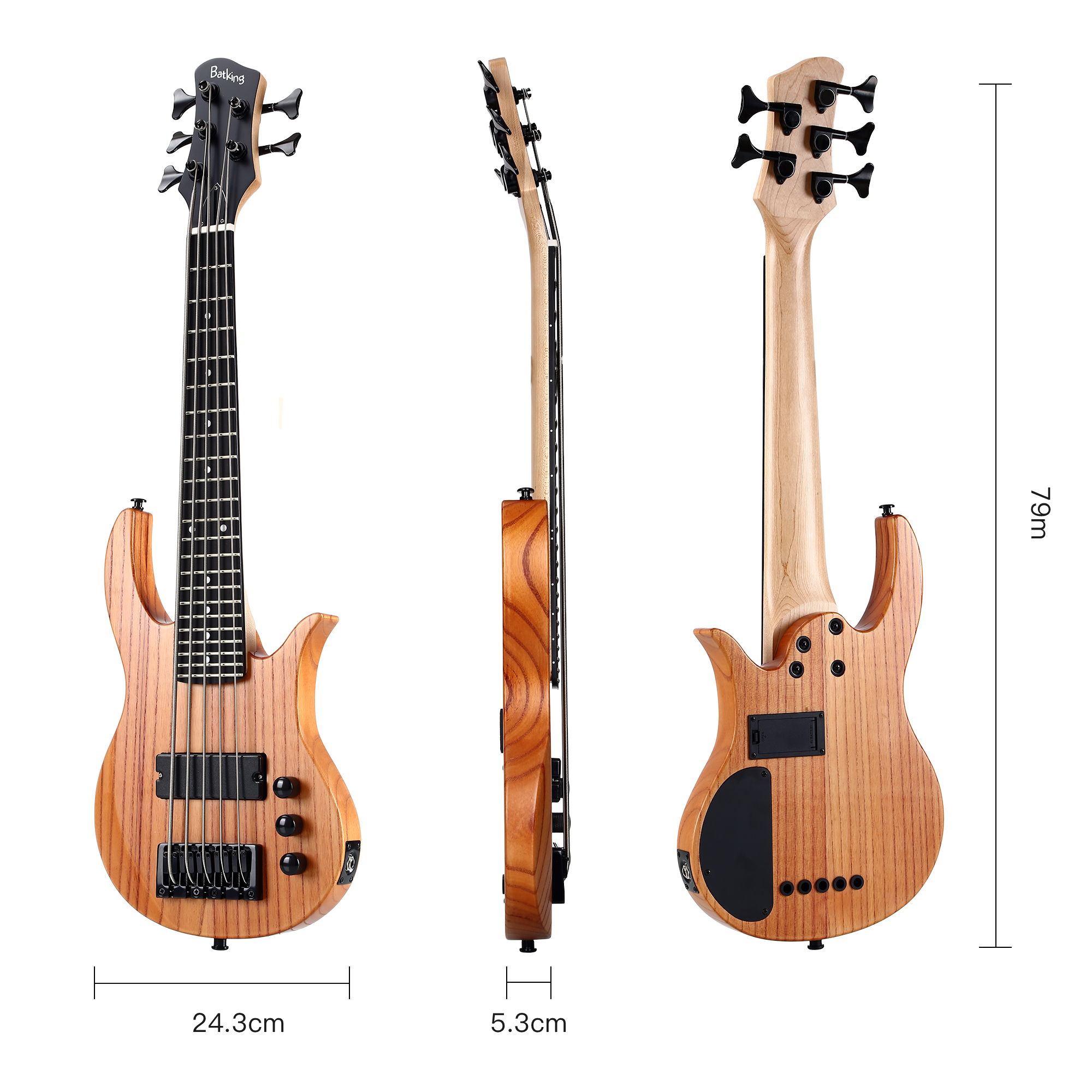 Batking Mini Ukulele Bass Electric Ubass 5 String Fretted Bass Ukelele