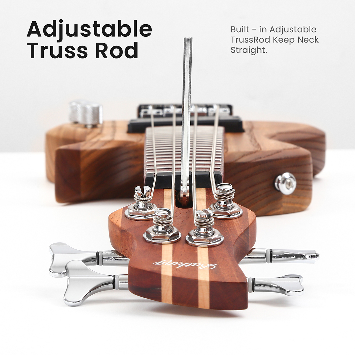 Batking Travel Mini Bass Electric Ubass 4 String Fretted Bass Ukelele with Gig bag(UB01)